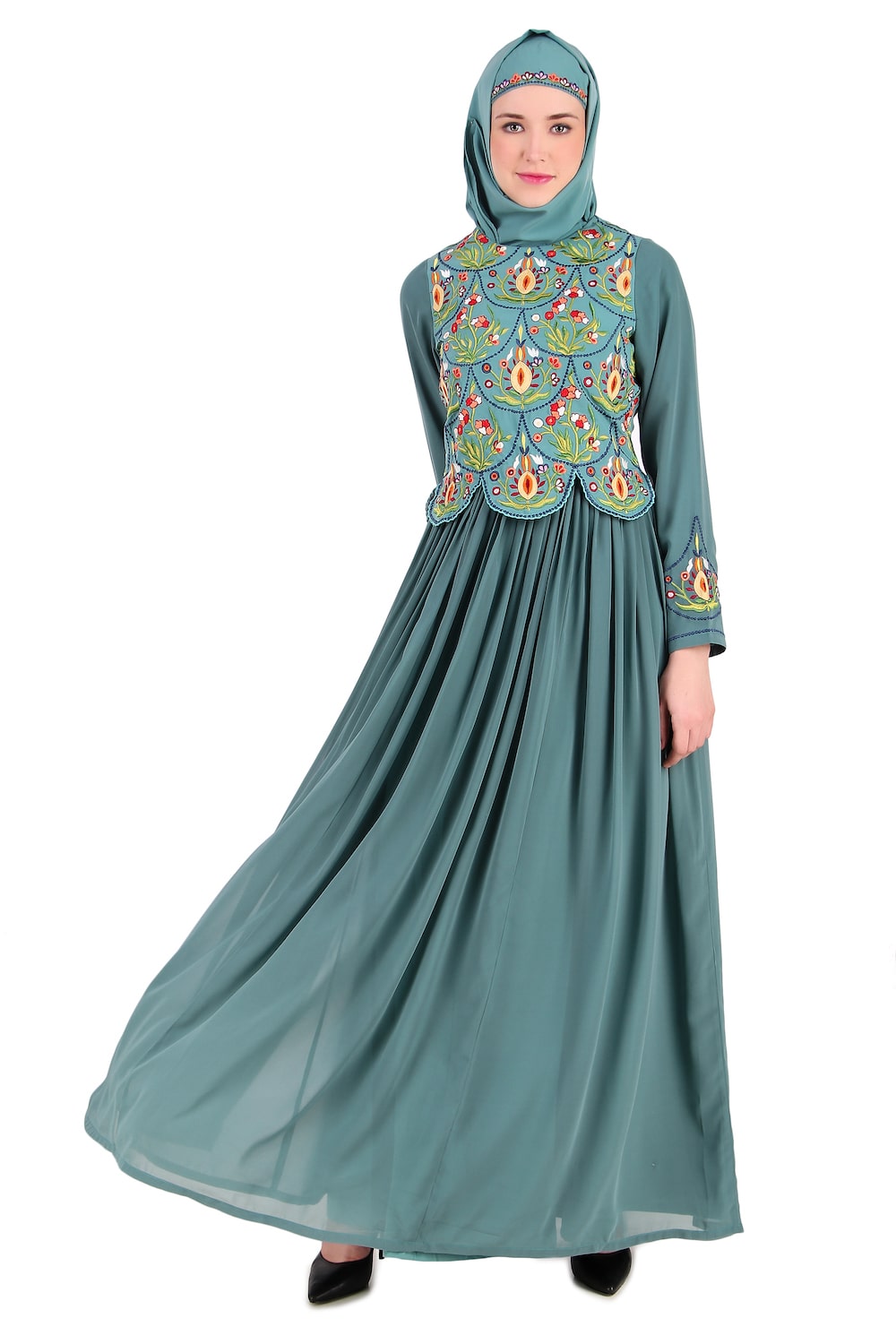 Stylish Designer Hand Embroidered Attached Jacket Abaya - Elegant Muslim Women's Dress for Special Occasions & Daily Wear