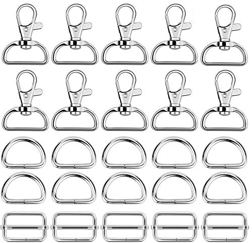 50 Pcs Metal Swivel Snap Keychain Hooks with D Rings & Slide Buckles - Bulk Keychain Accessories for Handbags, Purses, Lanyards, Sewing & DIY Projects | Durable Multi-Purpose Hooks for Keys, ID Badges & Crafting