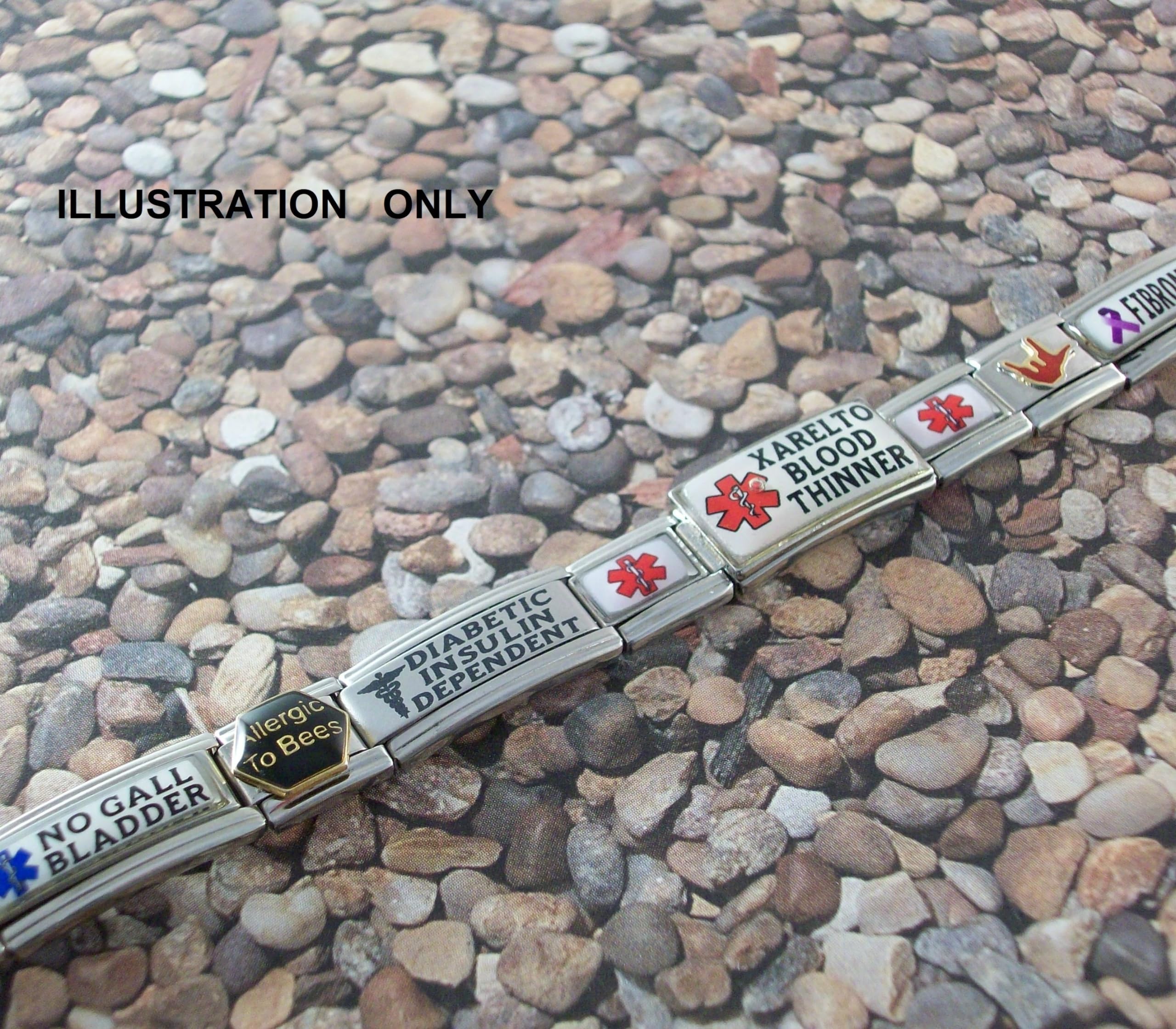 COPD Medical Alert Bracelet - Italian Charm Style Stretchy Stainless Steel ID Bracelet for Emergency Health Information | Perfect for Seniors & Patients with Respiratory Conditions