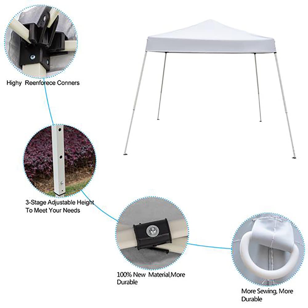 10x10FT Outdoor Pop Up Canopy Tent - Portable Adjustable Height Gazebo with Carry Bag for Patio, Beach, Garden, Camping & Parties | Perfect for Backyard BBQs, Weddings, and Outdoor Events (White)