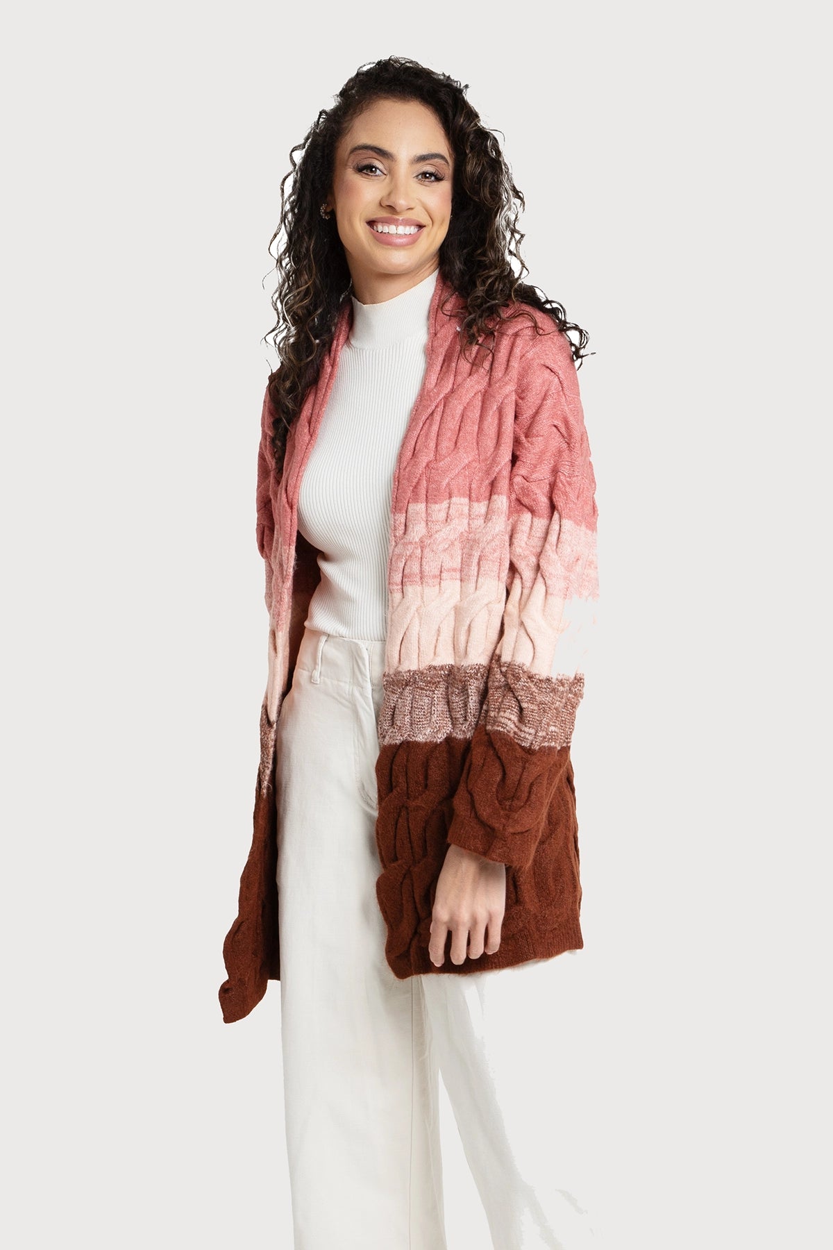 Stylish Cable Knit Color Block Cardigan for Women - Cozy Winter Sweater | Perfect for Office, Date Night & Casual Outfits