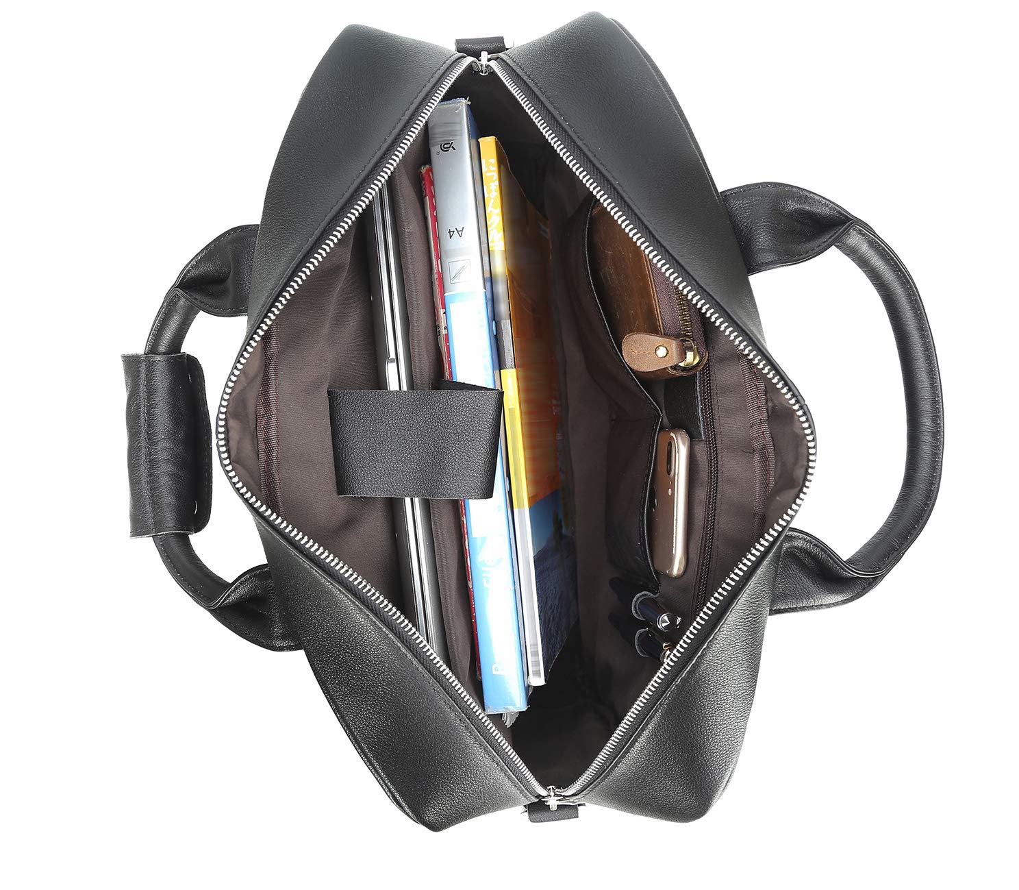 Polare Genuine Leather Briefcase for Men - Professional Business Travel Messenger Bag with YKK Metal Zipper - Fits 15.6 Inch Laptop - Perfect for Office, Commuting & Business Trips