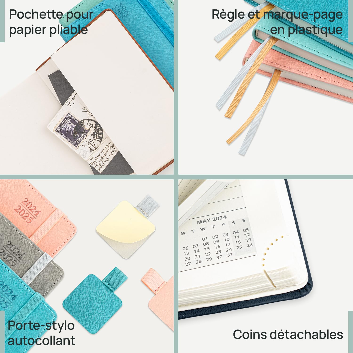 POPRUN 2025 Monthly Pocket Planner - July 2024 to December 2025, 6.3 x 4.1 Inch Small Leather PU Cover School Agenda with Foldable Pocket & 100 g/m² Certified Paper - Navy Blue | Perfect for Students, Professionals & Daily Organization