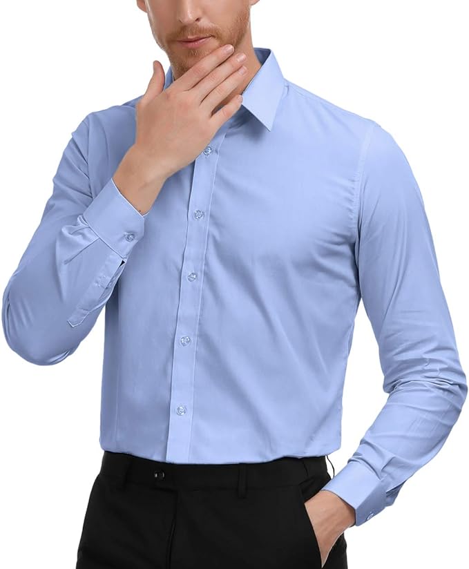 Paul Jones Men's Long Sleeve Button Down Dress Shirt Cardigan - Formal Office Wear & Business Casual Outfits for Men
