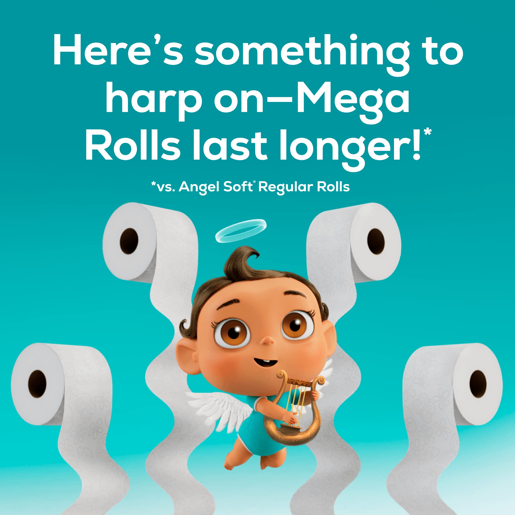 Angel Soft Toilet Paper - 4 Mega Rolls (Equals 16 Regular Rolls) | Ultra Soft & Strong Bath Tissue for Everyday Comfort | Perfect for Homes, Offices & RVs