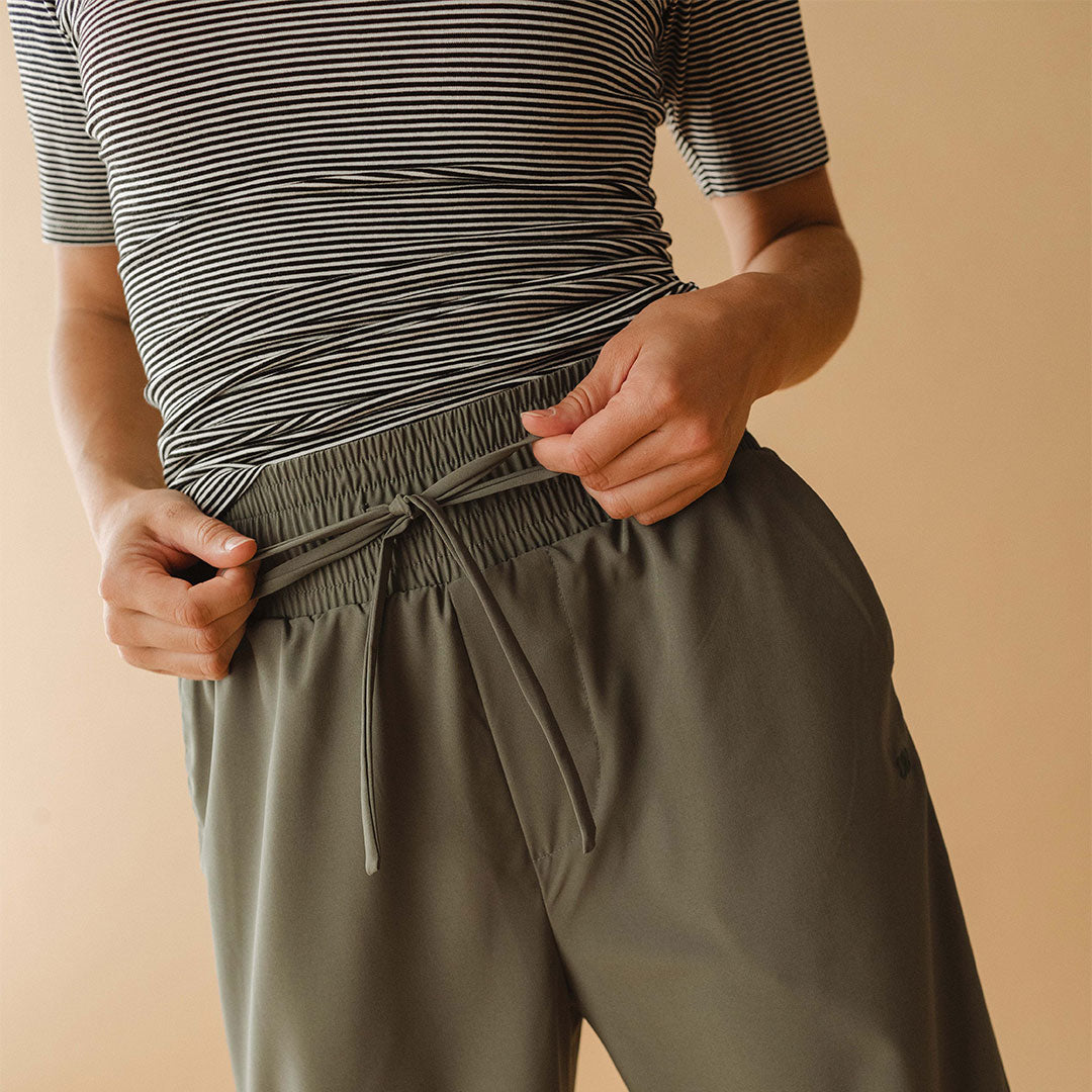Audrey Wide Leg Pants for Women - Olive Green High Waist Palazzo Trousers | Comfortable Office Wear & Casual Outfit