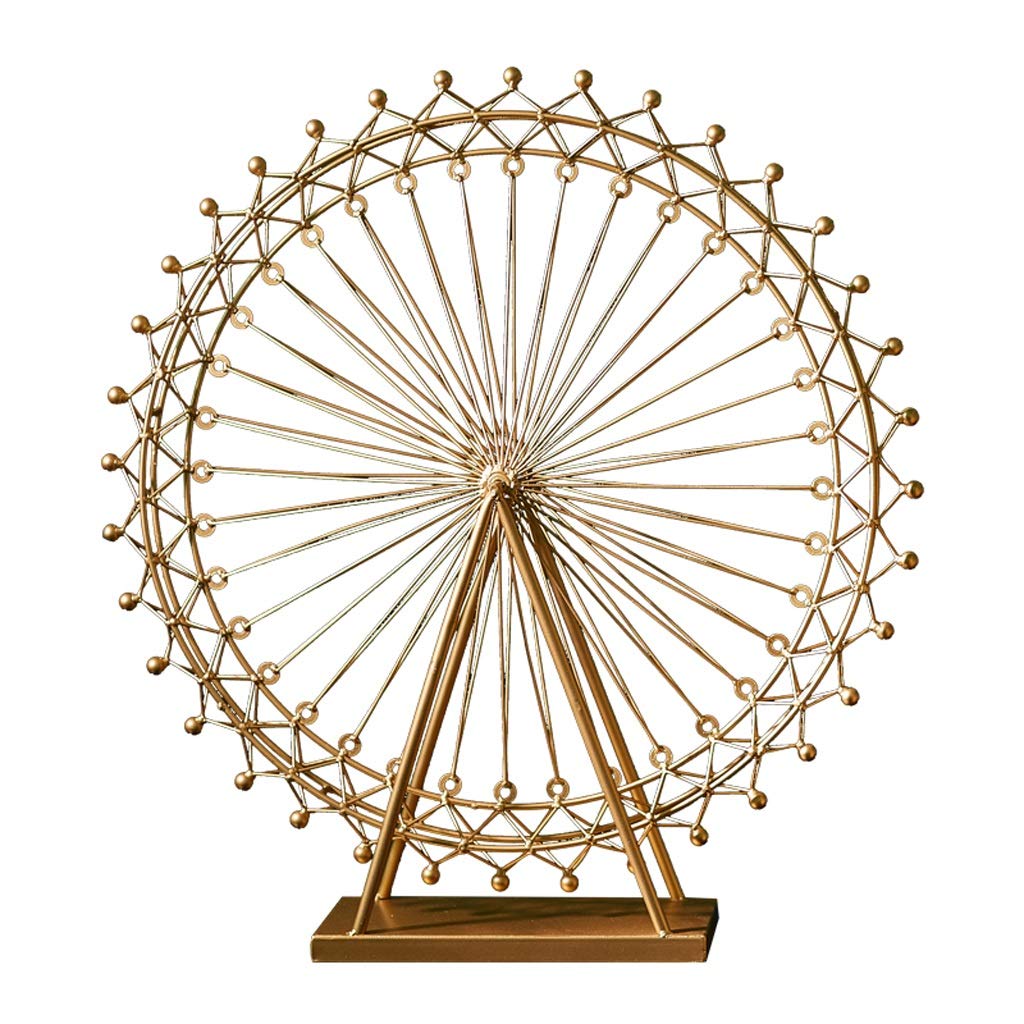 Rotating Iron Ferris Wheel Statue - Elegant Desktop Decoration for Office & Home, Unique Kids Toy & Collectible Figurine - Perfect for Bookshelf Displays, Gift Giving, and Themed Room Decor