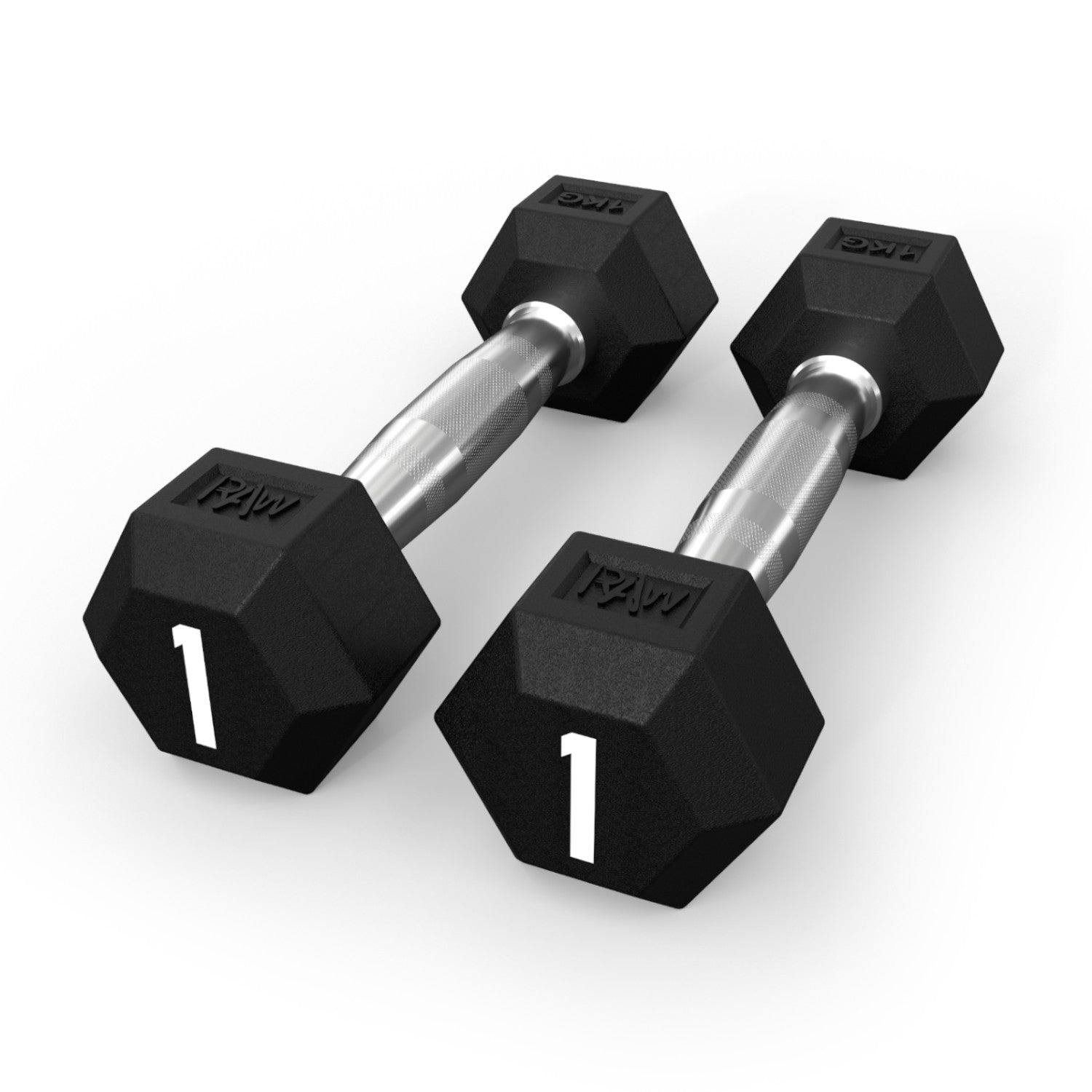 Rubber Hex Dumbbell Set - 1KG Pair (2.2 lbs) for Home Gym, Strength Training & Fitness Workouts