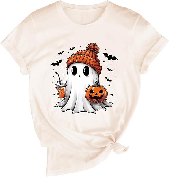 Bougie Ghost Halloween Shirt - Cute Ghost Graphic Tee for Women & Men | Spooky Halloween Party Outfit & Casual Fall Fashion