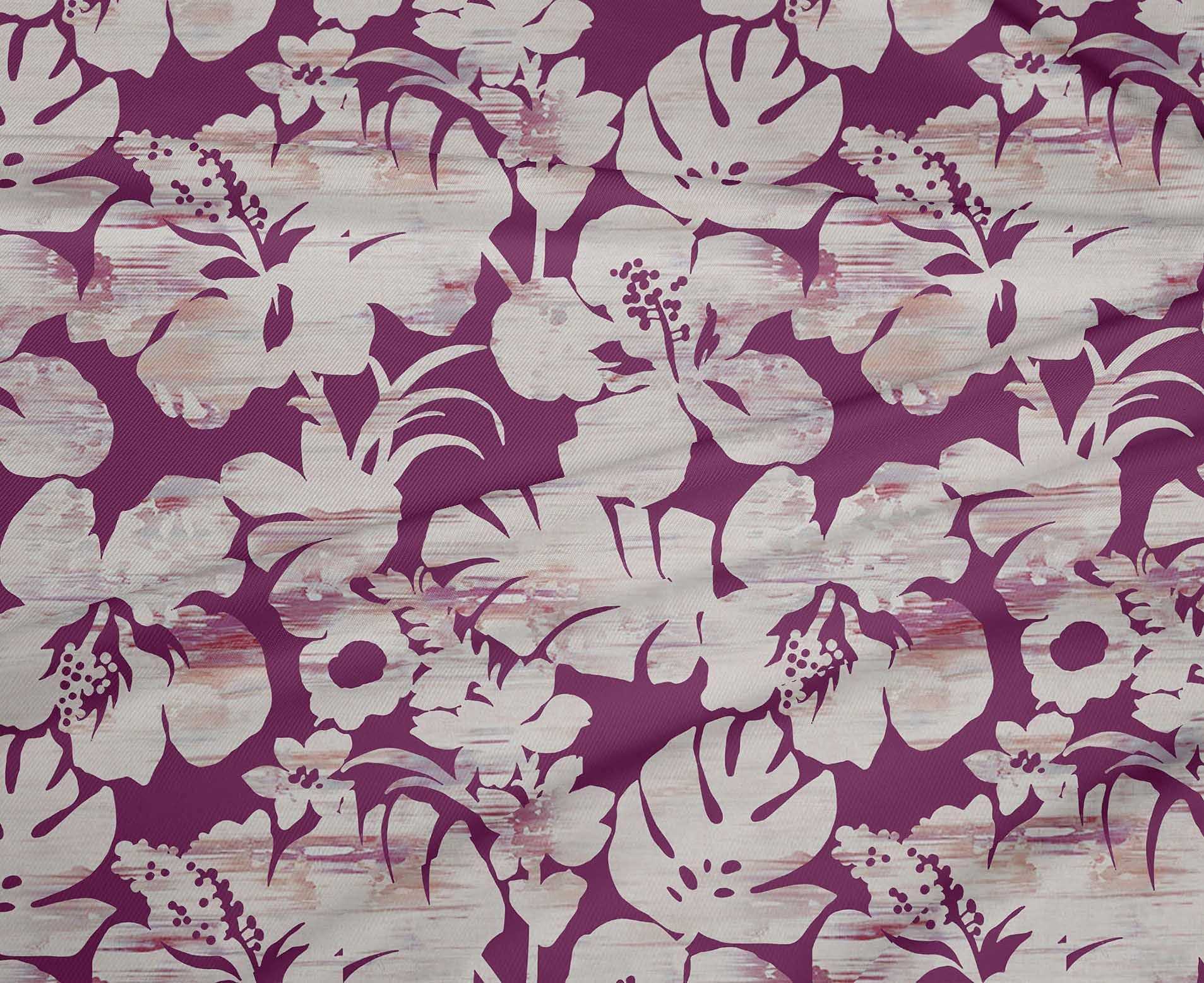 oneOone Polyester Spandex Fabric - 56 Inch Wide Printed Floral Leaves Design DIY Sewing Material for Dresses, Skirts & Home Decor Projects