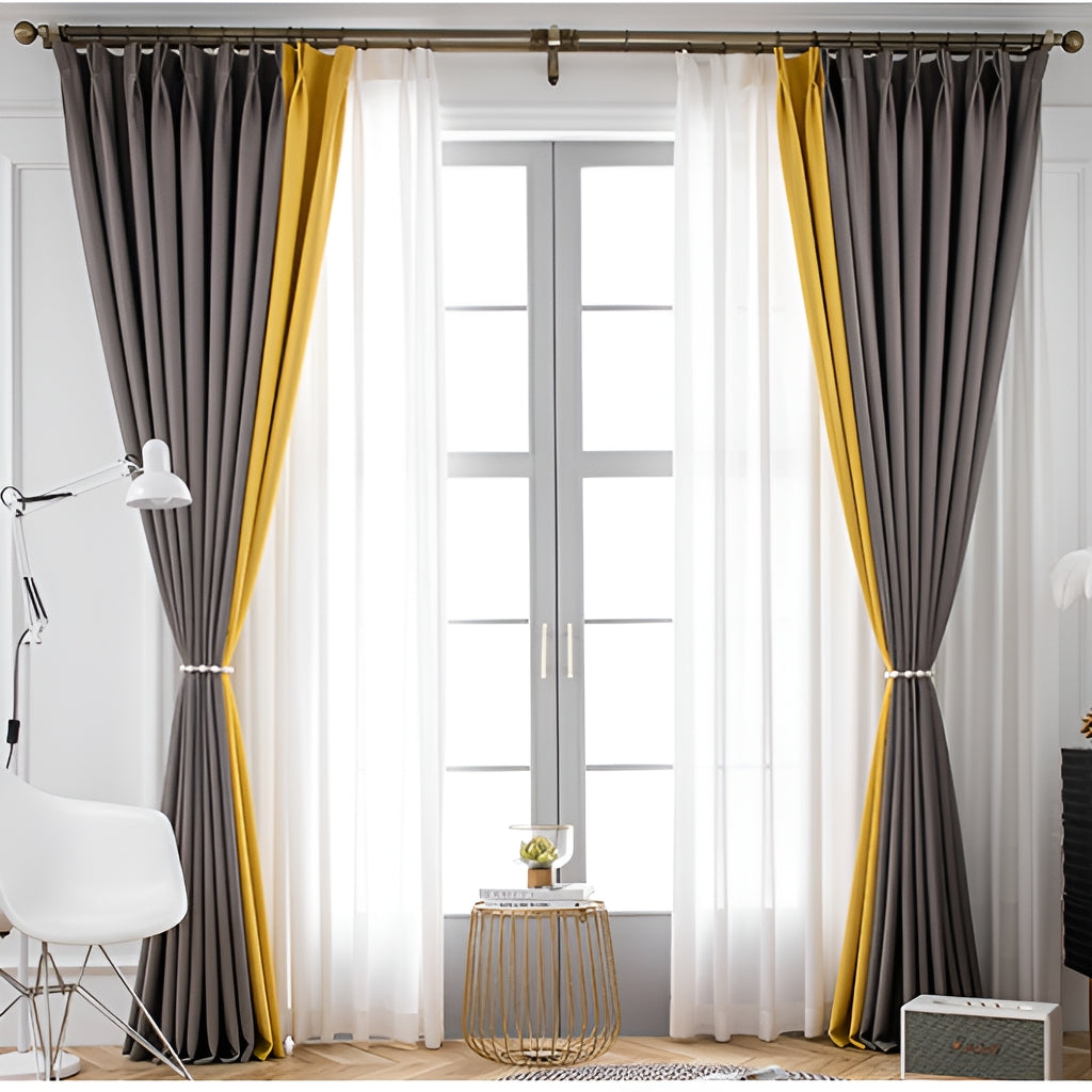 Raya Color Blocking Room Darkening Blackout Custom Curtains - Stylish Window Treatment for Bedroom, Living Room & Nursery - Blocks 99% of Light for Better Sleep