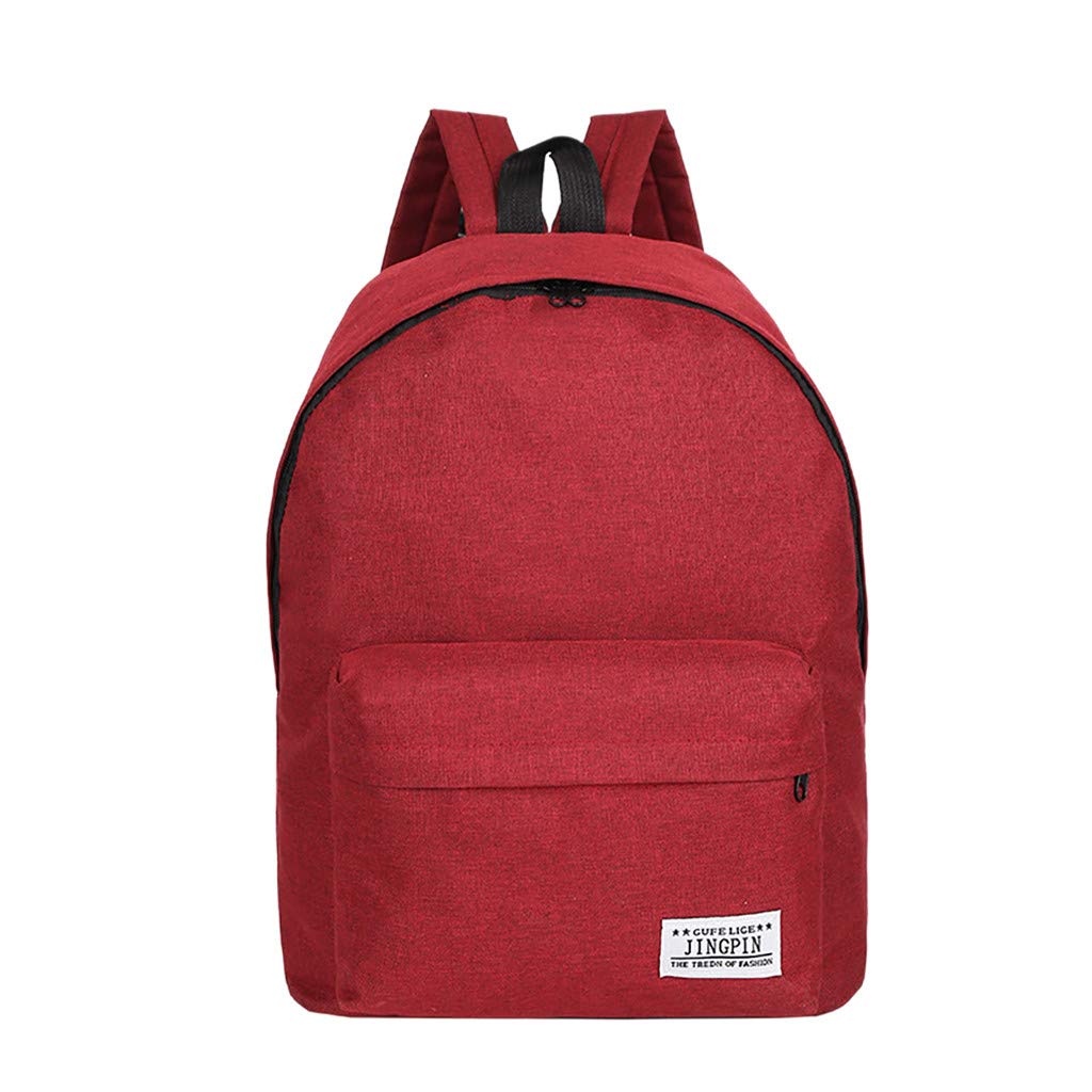 Durable Canvas Travel Backpack for College Students - Stylish Solid Color Rolling Backpack with Wheels for Kids & Teens (Red, One Size) - Perfect for School, Commuting, and Weekend Getaways