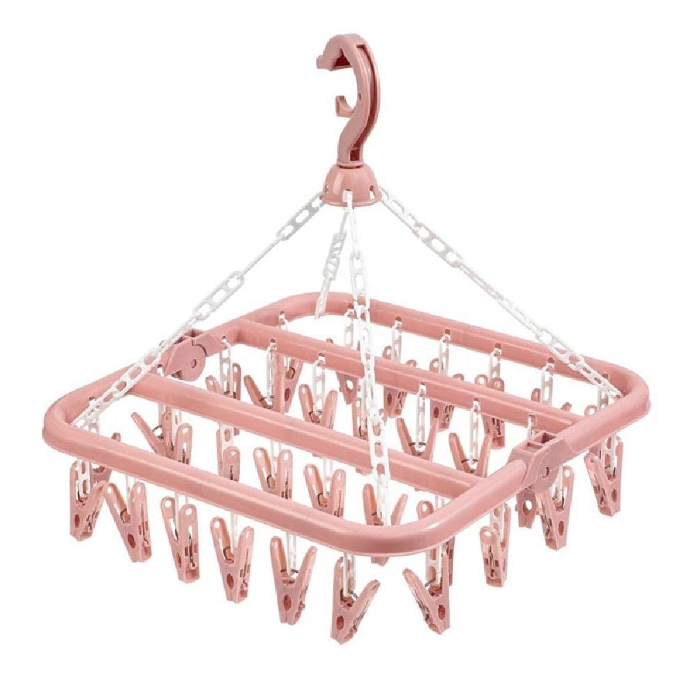 Foldable Clothes Drying Rack with 32 Clips - Space-Saving Laundry Organizer for Home, Bedroom, Balcony & Closet - Perfect for Small Spaces, Apartments & Travel Use