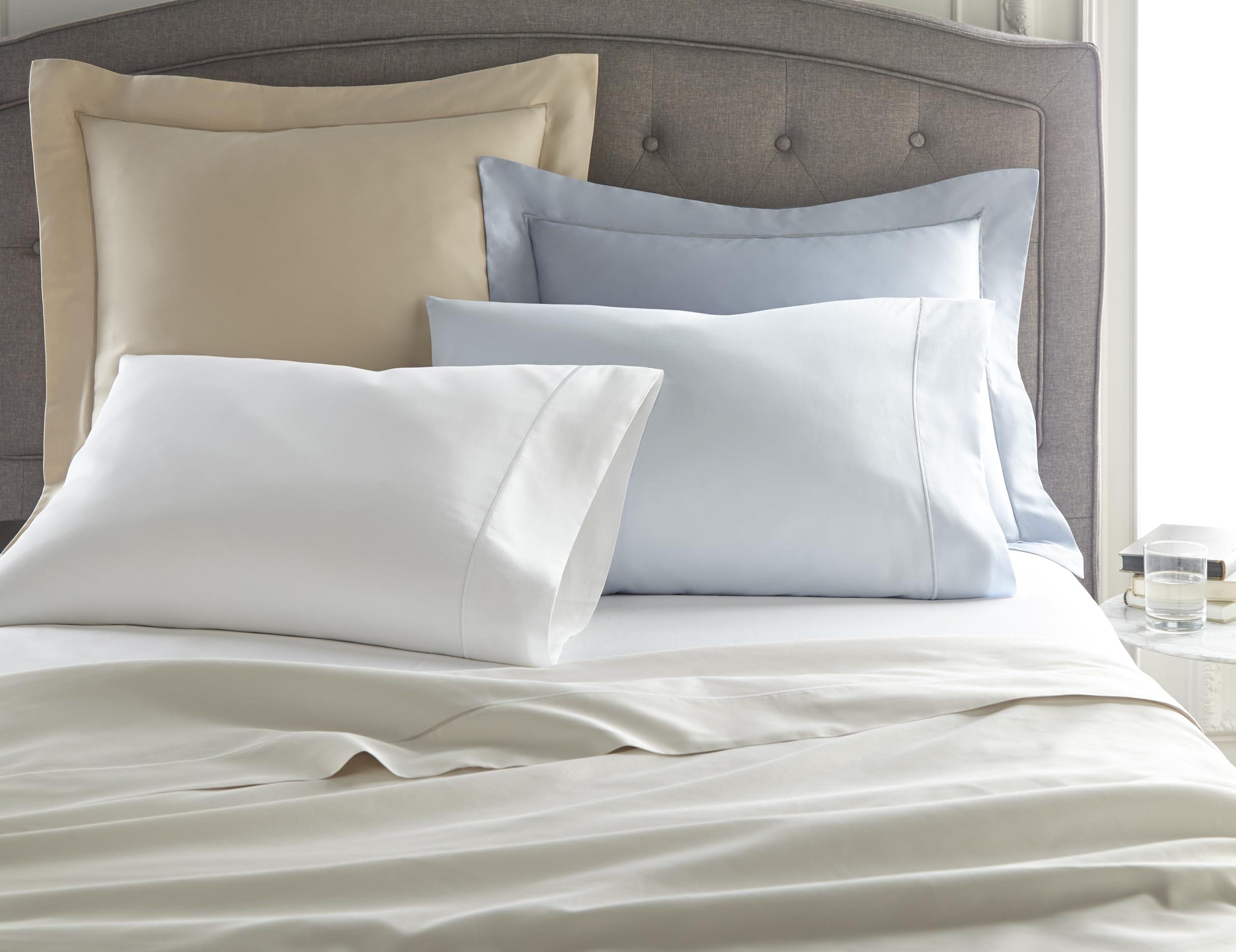 Peacock Alley Soprano Sateen King Size Pillowcases - Luxurious 100% Cotton White Bedding for Master Bedroom & Guest Room