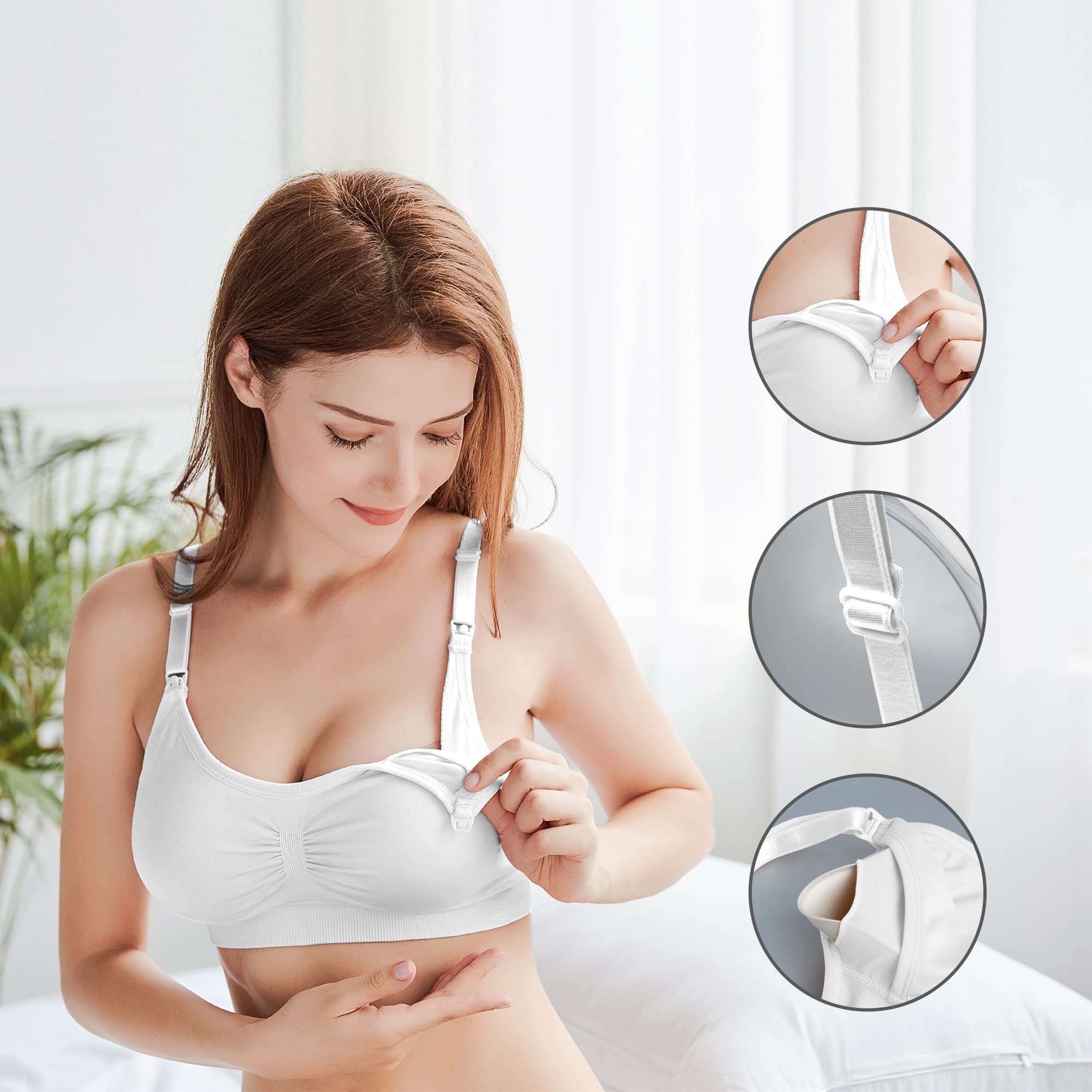 O-WareBaby Seamless Nursing Bra for Women - 3 Pack Maternity & Breastfeeding Bras (S-XXL) - Comfortable Support for Pregnancy, Nursing & Everyday Wear