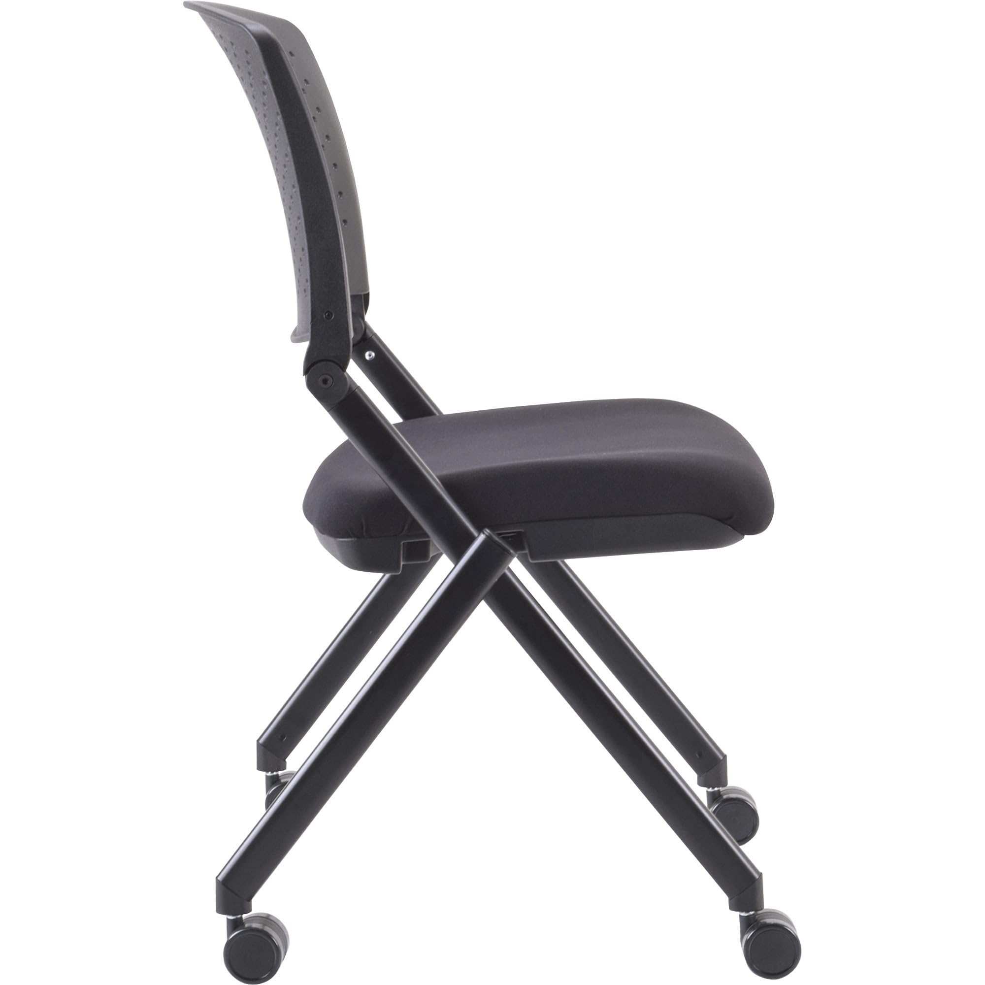 Lorell® Black Nesting Plastic-Back Stackable Chairs Set of 2 - Perfect for Office, Conference Rooms, and Home Dining Spaces