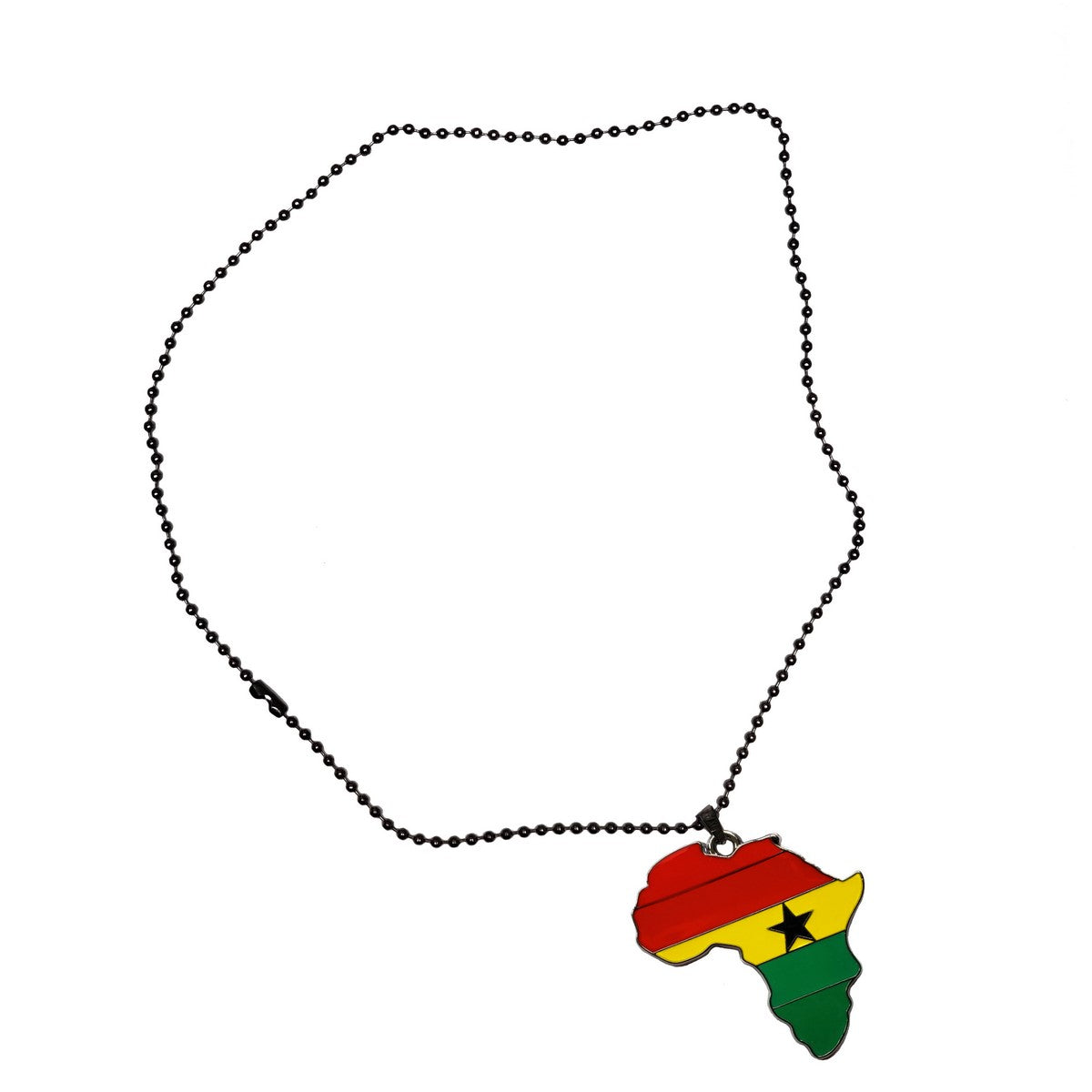 Ghana Flag Pendant Necklace with African Map Chain - Patriotic Jewelry Gift for Ghanaian Pride & African Heritage Celebration