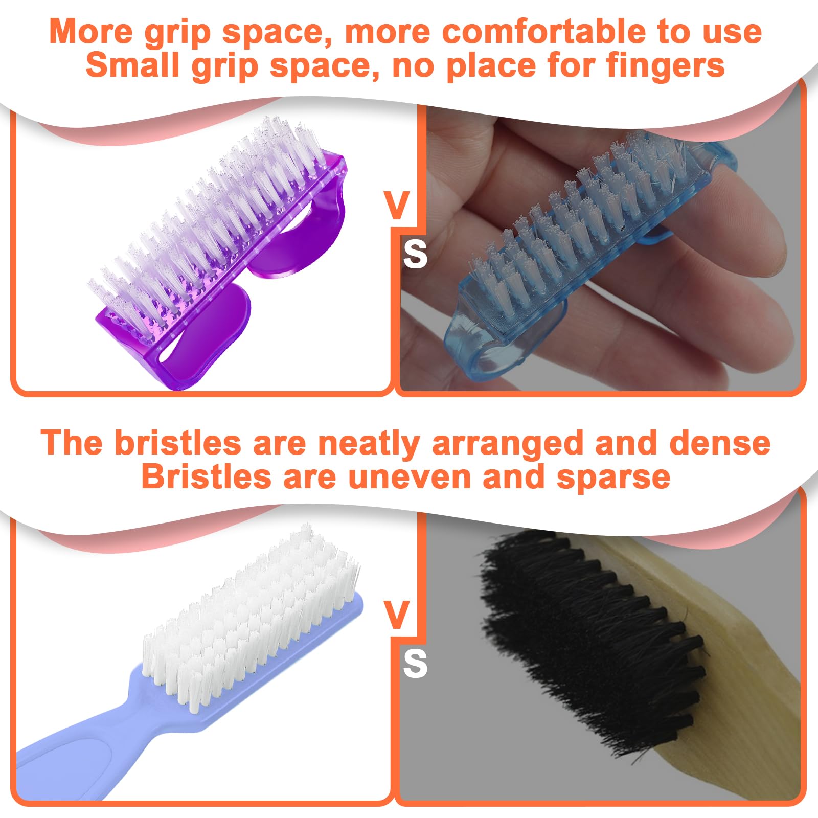 8 PCS Nail Brush Set for Cleaning Fingernails & Toenails - Ergonomic Handle Grip Nail Scrubber Brush Kit - Manicure & Pedicure Tools for Women & Men - Perfect for Home Spa, Salon & Travel Nail Care
