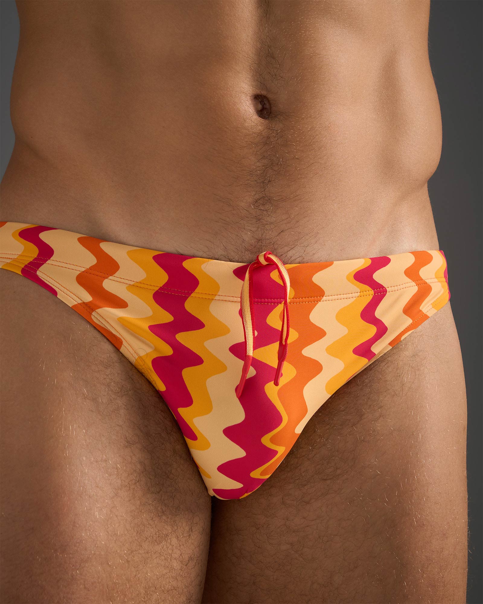 Teamm8 Men's Resort Swim Brief - Red Mirage Design - Comfortable & Stylish Swimwear for Beach, Pool & Vacation