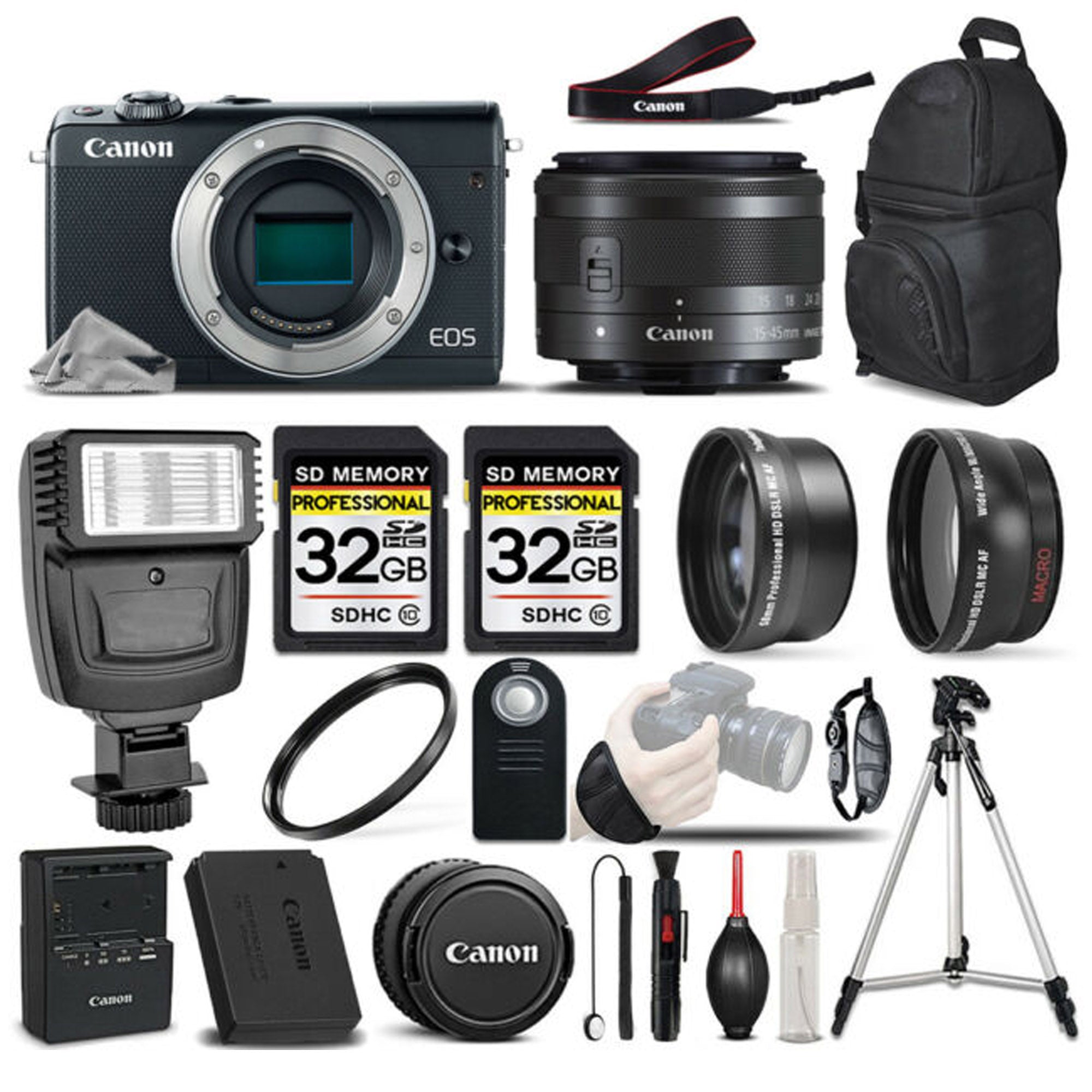 Canon EOS M100 Mirrorless Digital SLR Camera with 3 Lenses Kit - Perfect for Travel Photography, Vlogging & Everyday Shooting