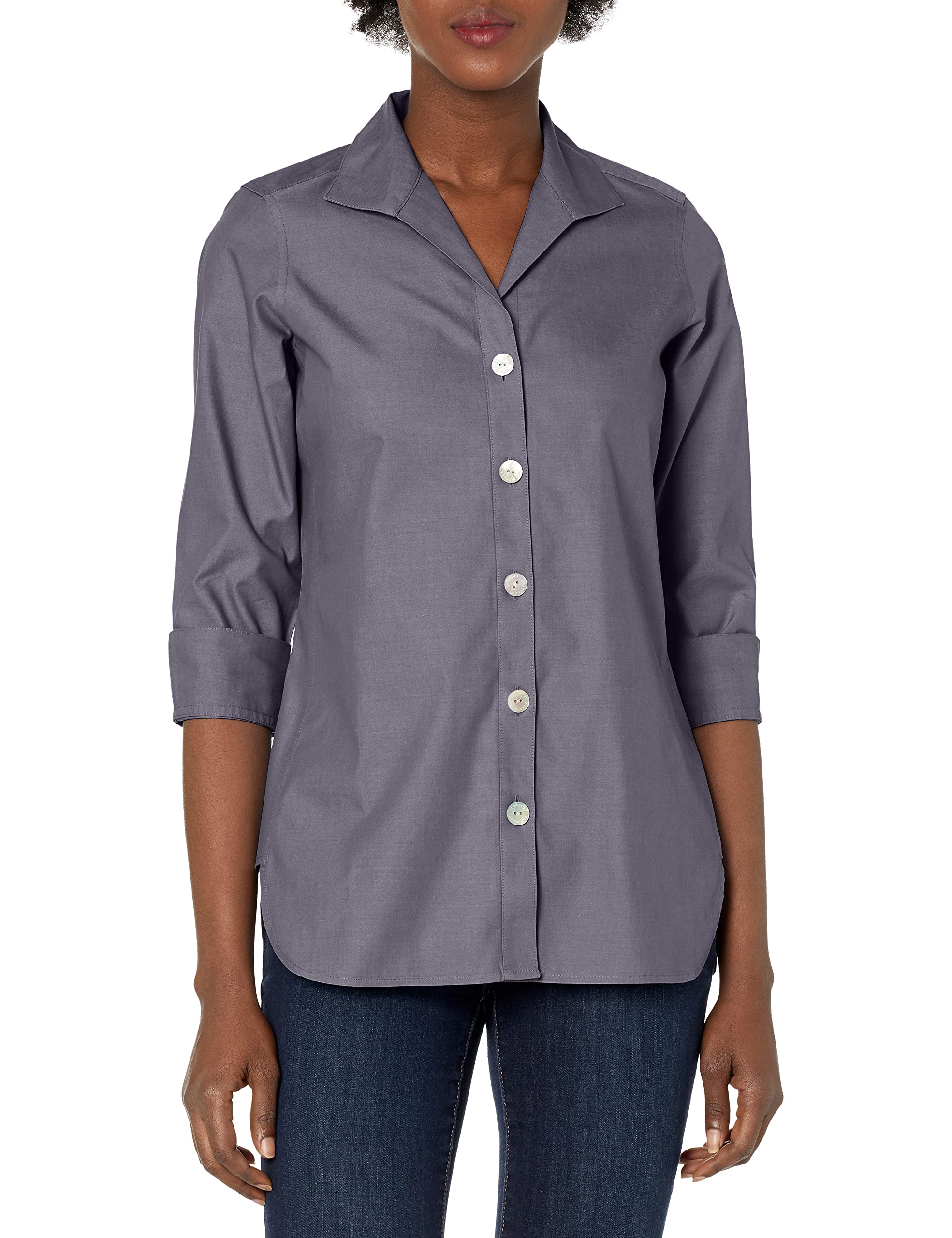 Foxcroft Women's Pandora Non-Iron 3/4 Sleeve Tunic Top - Wrinkle-Free Casual Blouse for Work & Travel