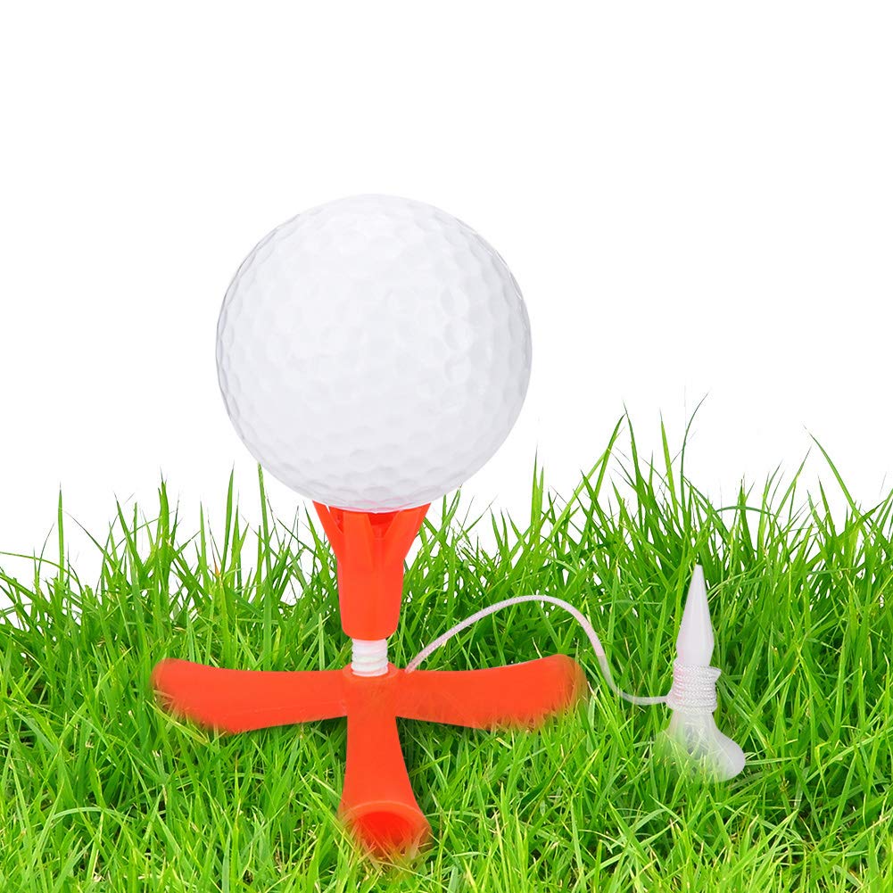 BNineteenTeam Adjustable Golf Ball Tee - Reusable Polyethylene Tripod Golf Tee for Training - Orange - Perfect for Driving Range Practice & Golf Course Use