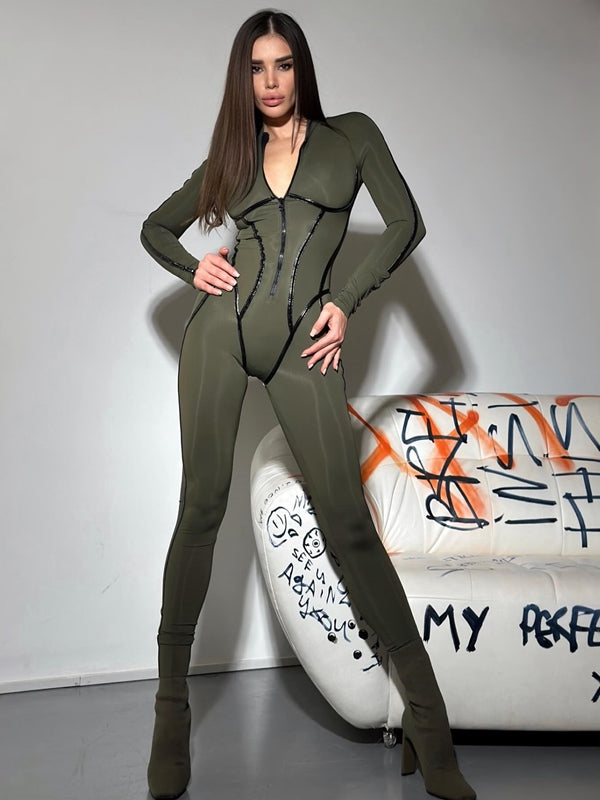 ZASUWA Women's Push Up Zipper Peach Booty Jumpsuit - Sexy Bodycon Romper for Nightclub, Party & Date Night Outfits