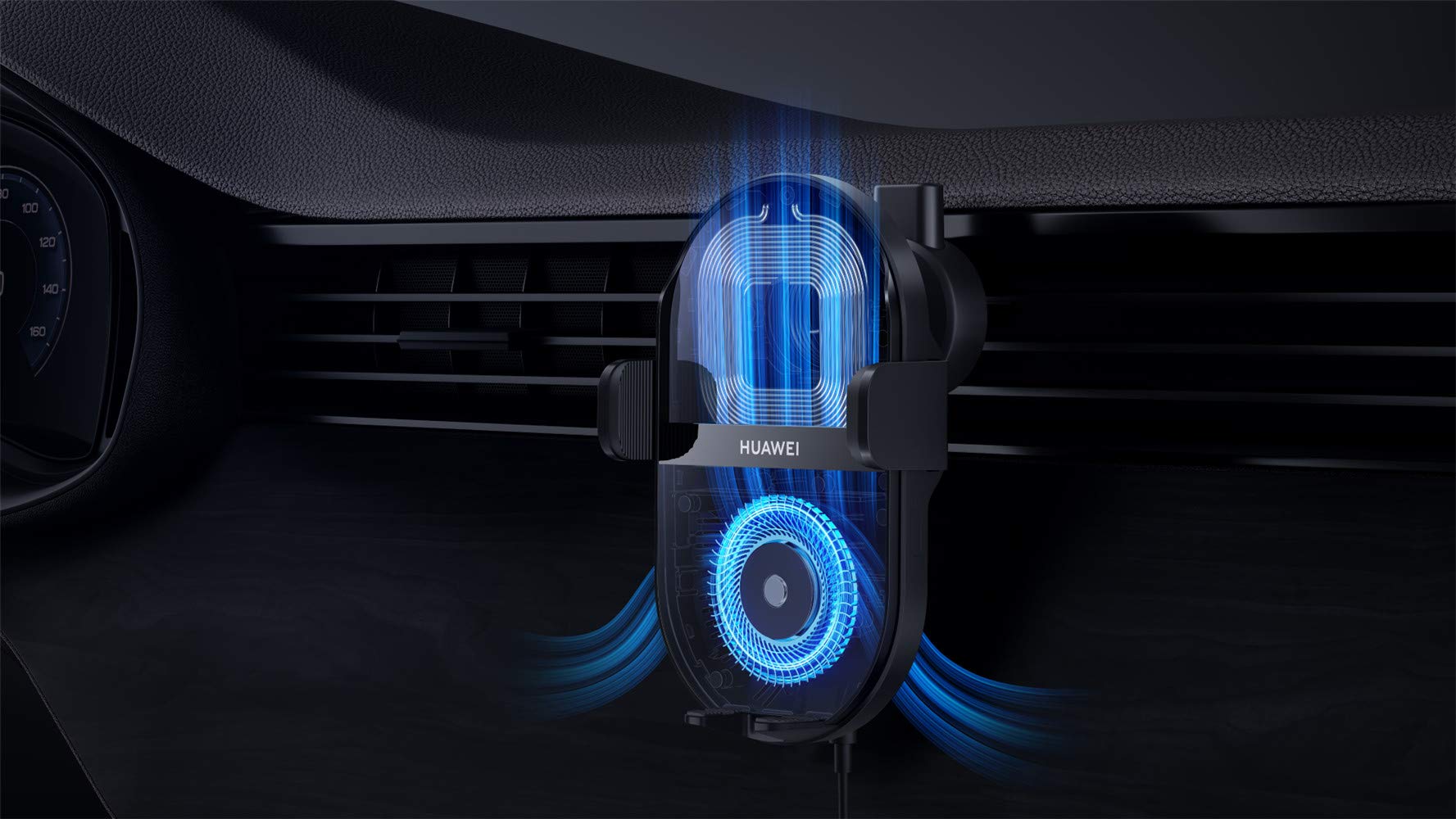 HUAWEI 50W Super Fast Wireless Car Charger CK030 - Carbon Crystal Black | Qi-Certified Fast Charging for Phones | Perfect for Road Trips & Commuting