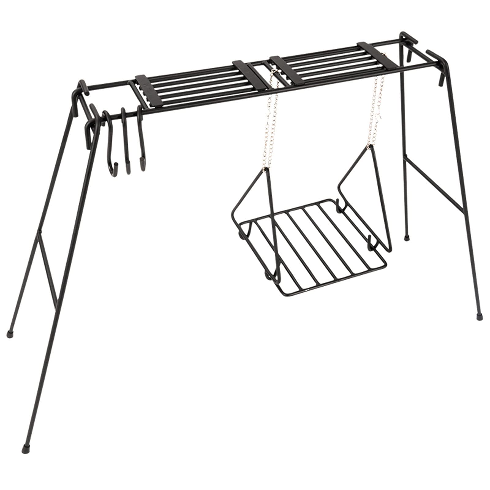 Portable Camping Grill Stove with Swing Stand - 3 Hooks & Folding Cast Iron Rack for Outdoor Cooking | Perfect for Campfire Meals, Backpacking Trips & Picnics