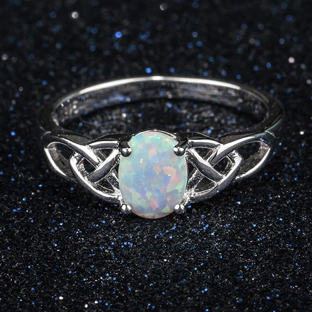 925 Sterling Silver Celtic Knot Heart Shaped Fire Opal Wedding Engagement Ring for Women - Perfect Proposal, Anniversary & Valentine’s Day Gift