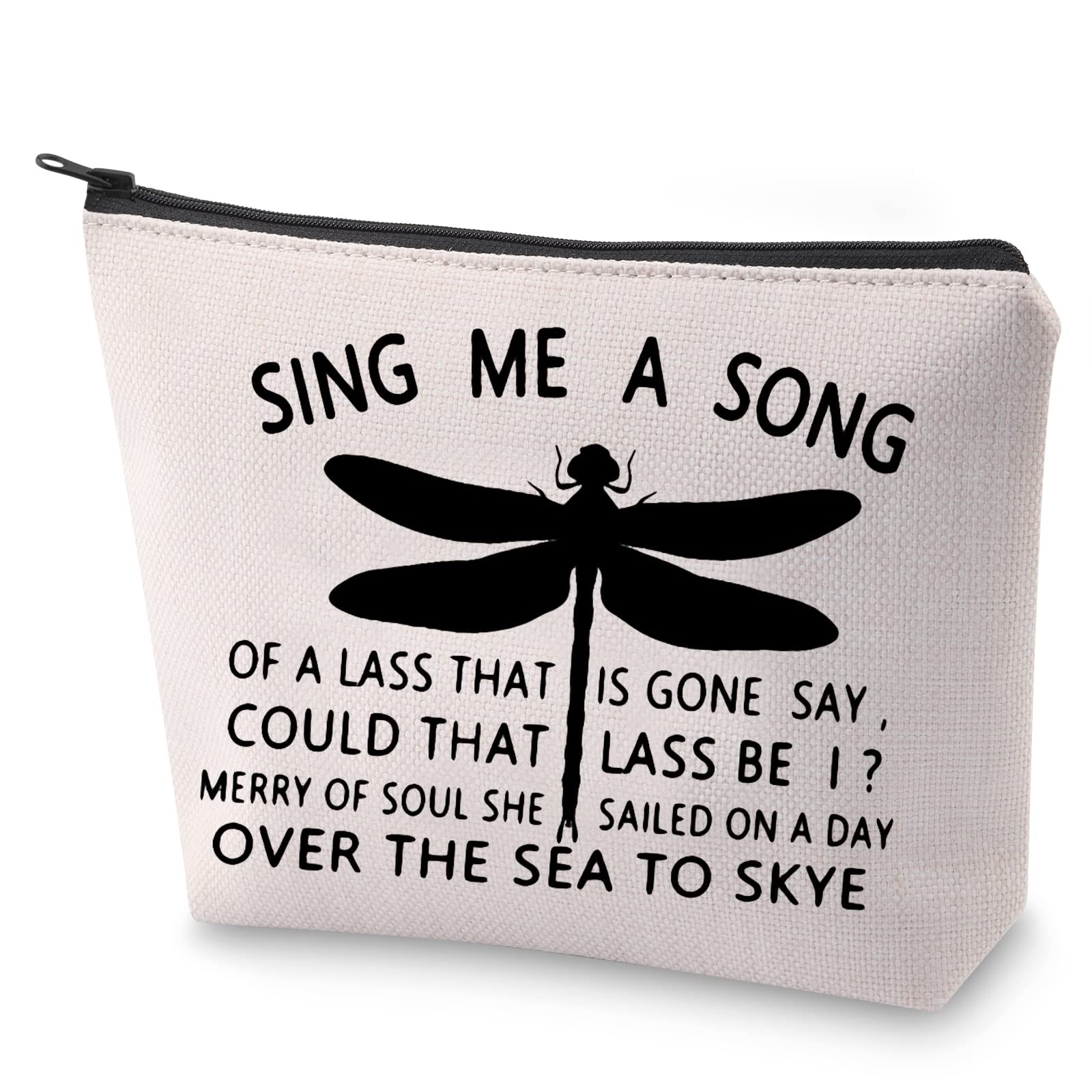 Scottish Inspired Makeup Bag - Skye Boat Song Themed Cosmetic Pouch with Dragonfly Design | Perfect Gift for Outlander Fans, Travel & Daily Use