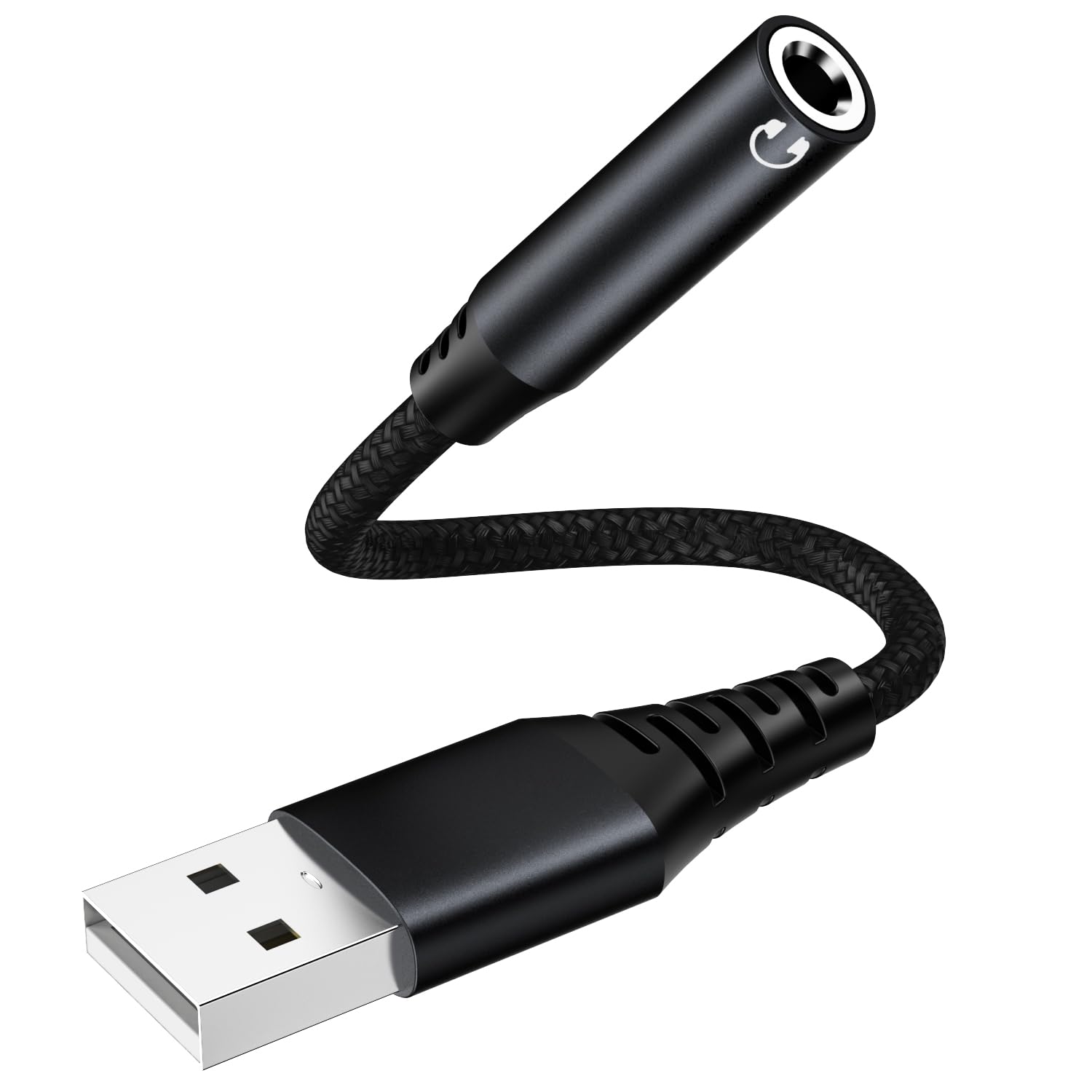 USB to 3.5mm Audio Adapter - External Sound Card USB-A to Aux Jack Converter - Compatible with PC, Mac, Laptop, PS4 & More Devices - High-Quality Stereo Audio for Gaming, Music & Calls (Black)