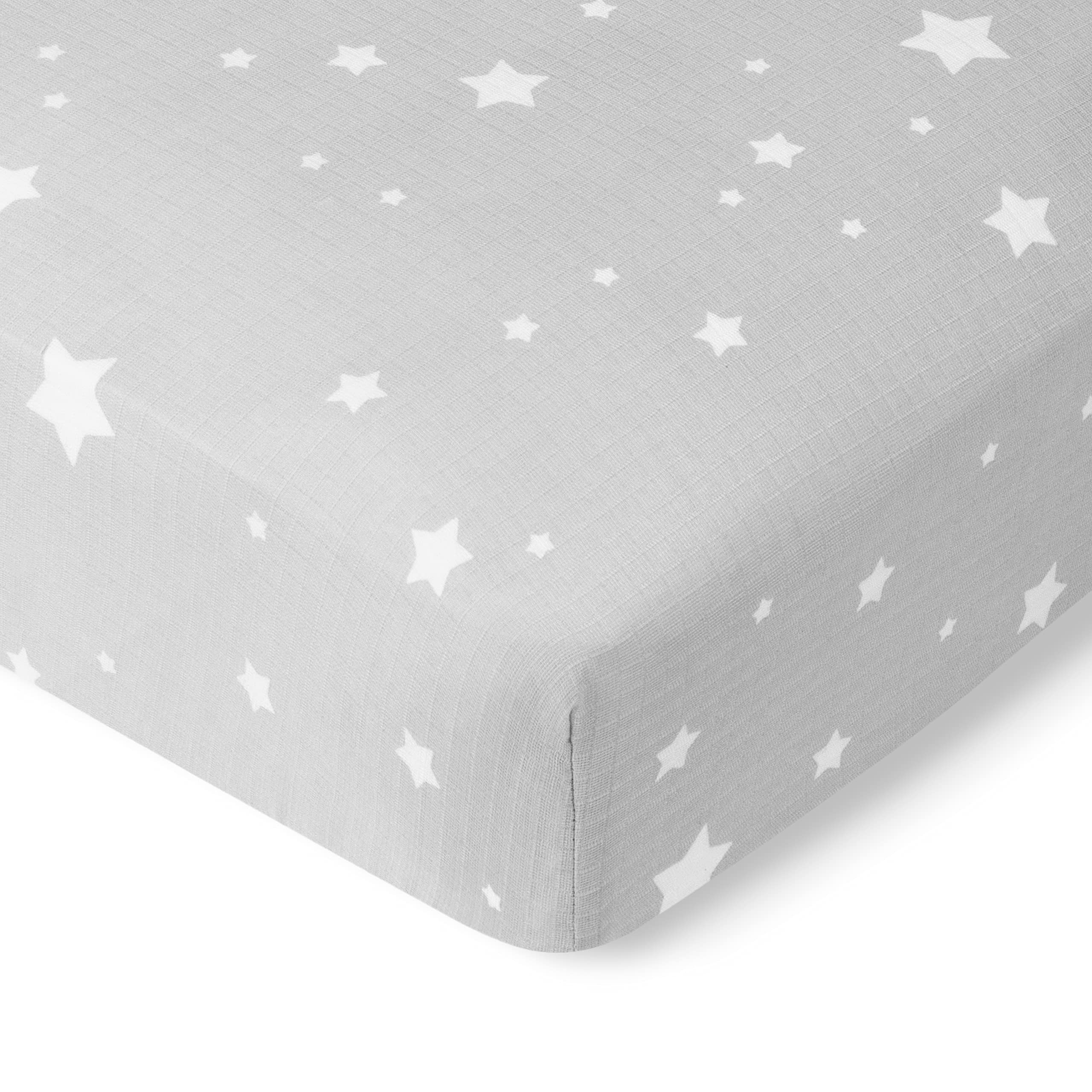 Organic Muslin Cotton Mini Crib Sheets 2-Pack - Breathable & Soft Baby Bedding for 24