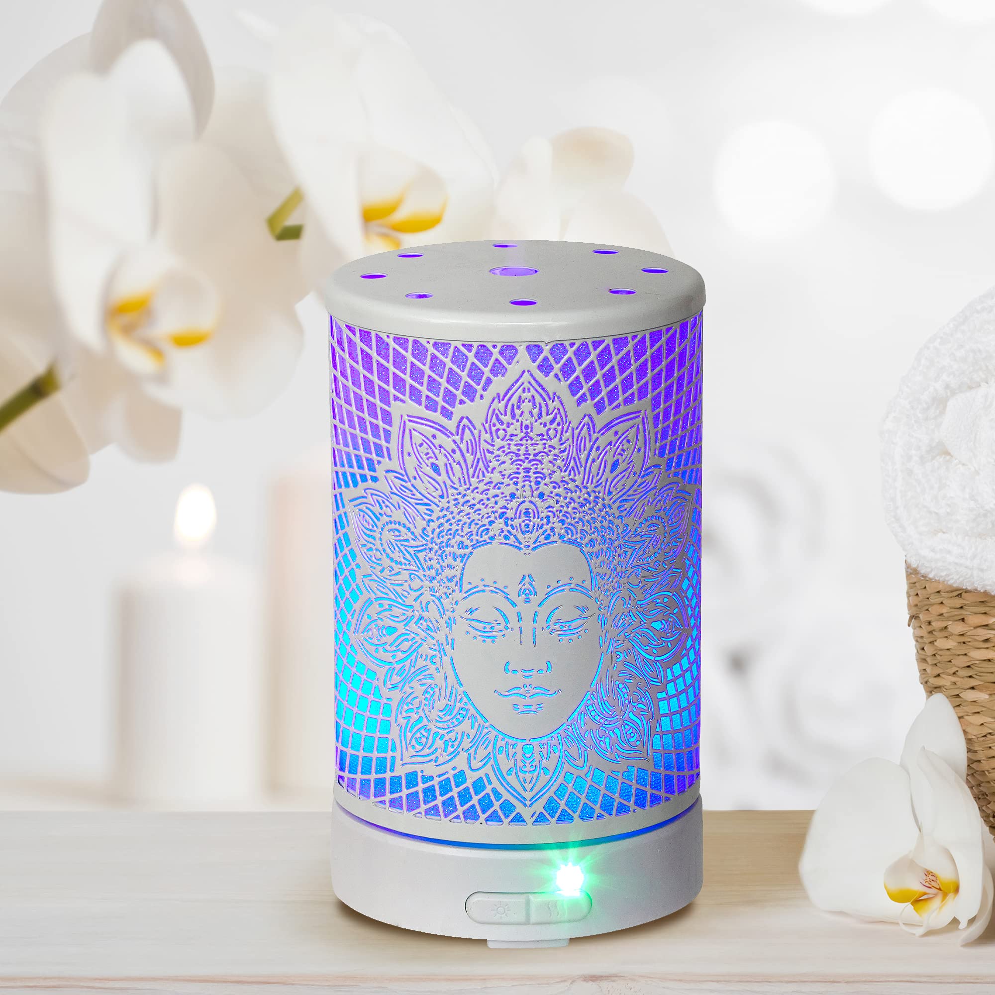 AROMAR Essential Ultrasonic Oil Diffuser - Cool Mist Humidifier & Aromatherapy Diffuser with Auto Shut-Off, 7 Color LED Lights for Home, Office, Yoga, Spa and Bedroom (White Medusa) - Perfect for Relaxation, Sleep & Stress Relief