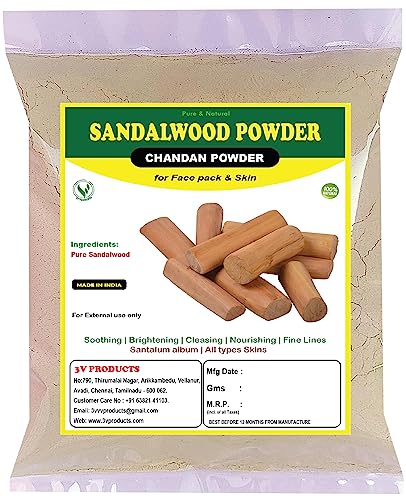 3V PRODUCTS Pure Sandalwood Powder (Chandan) - 150g Natural Skin Whitening & Facial Care for Face Masks, Brightening & Glowing Skin | Perfect for DIY Beauty Treatments & Ayurvedic Skincare Rituals