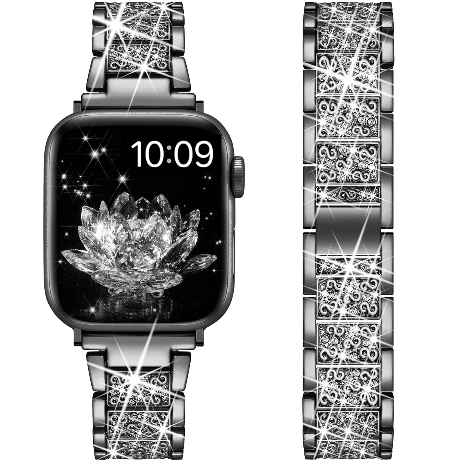 YGTIECS Bling Diamond Bracelet Compatible with Apple Watch 38mm 40mm 41mm 42mm 44mm 45mm 46mm 49mm - Stylish Dressy Band for Women, iWatch Ultra 2/1, Series 10/9/8/7/6/5/4/3/2/1 & SE - Perfect for Parties, Weddings & Everyday Elegance