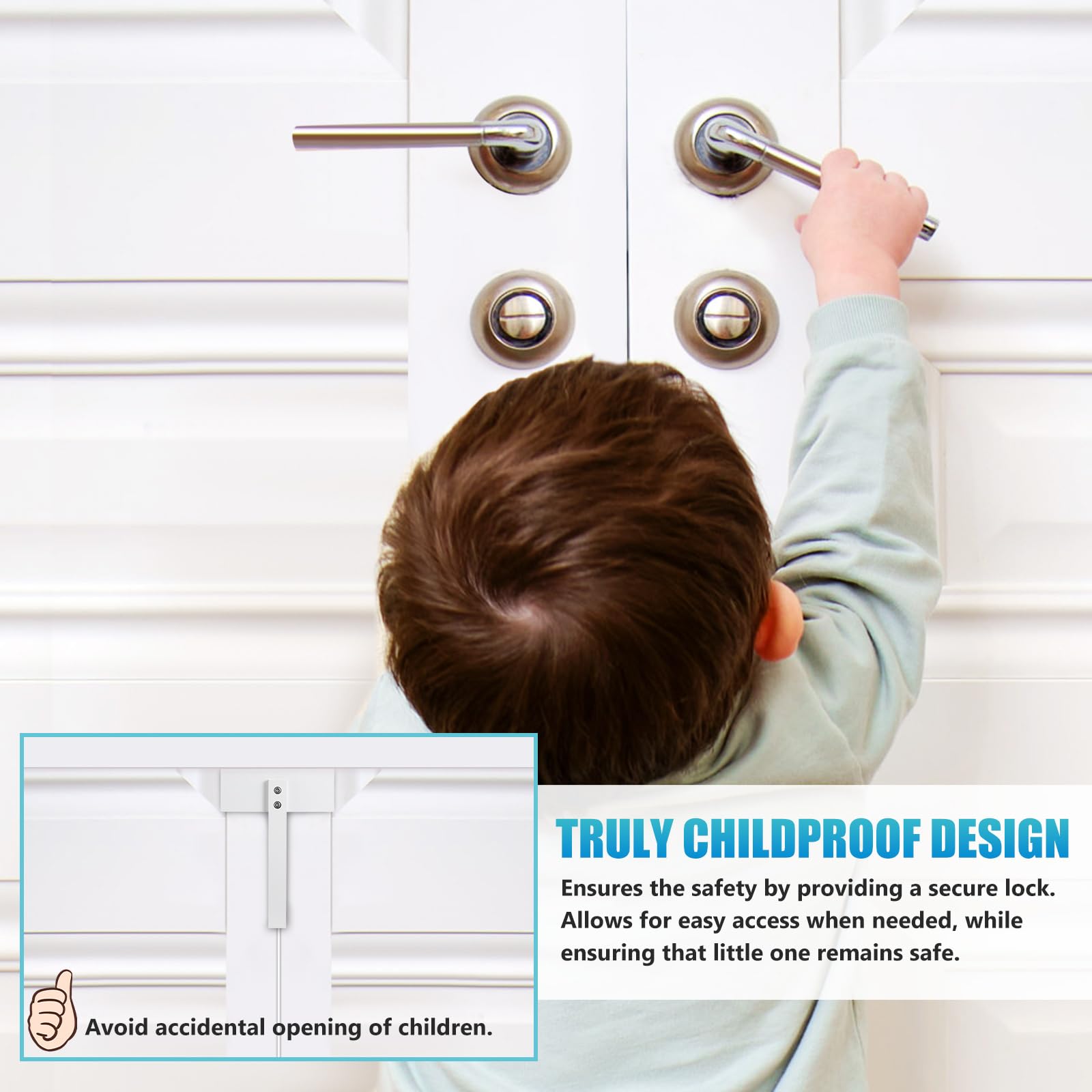 DOITOOL Bifold Door Lock - Child Proof Cabinet & Closet Safety Locks for Toddlers, Pets (Cats/Dogs) - Secure Pantry, Wardrobe & Storage Areas - Home Childproofing Essential