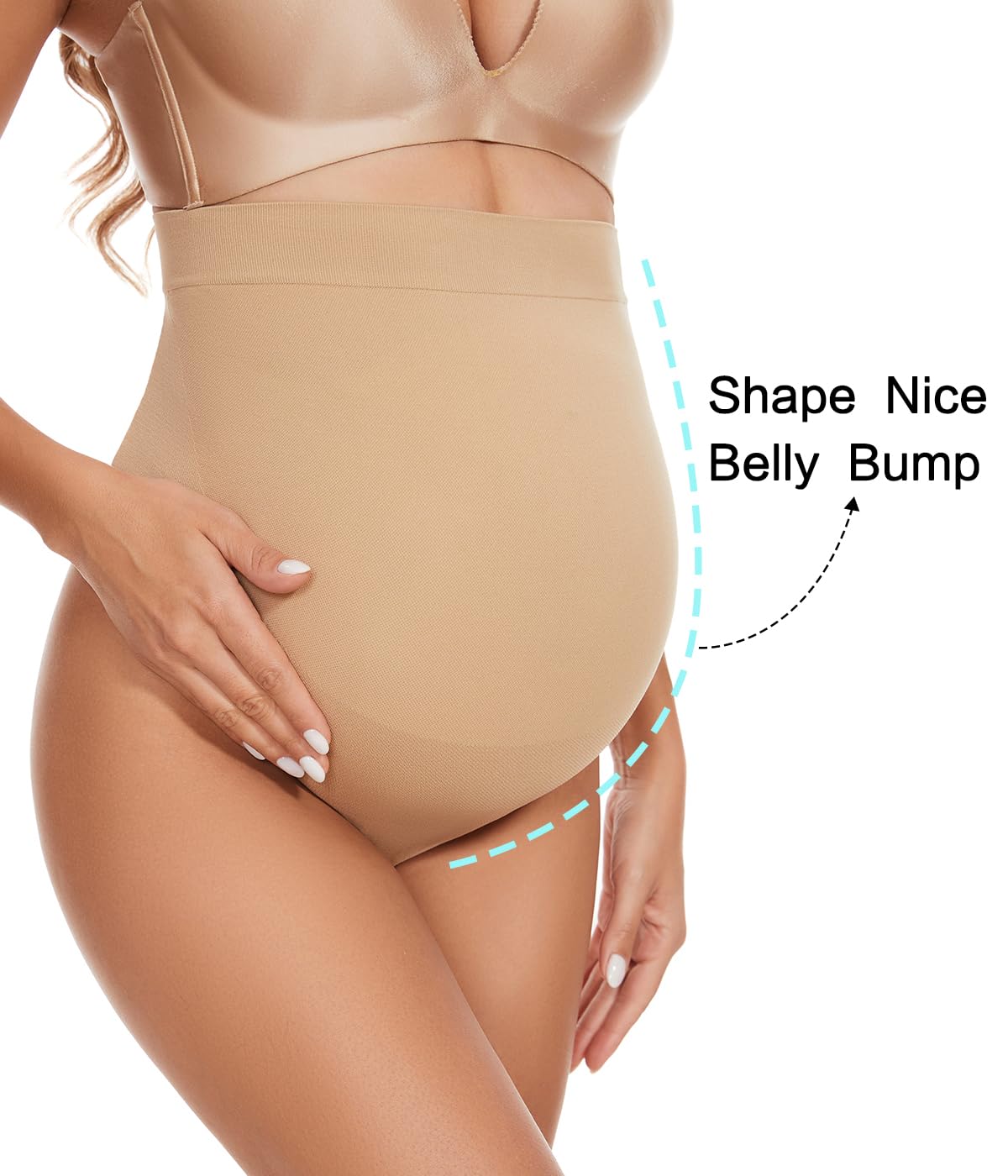 Seamless Maternity Thongs for Women - No Show Pregnancy Underwear with Belly Support, Comfortable Over The Bump Panties for Everyday Wear and Maternity Photos