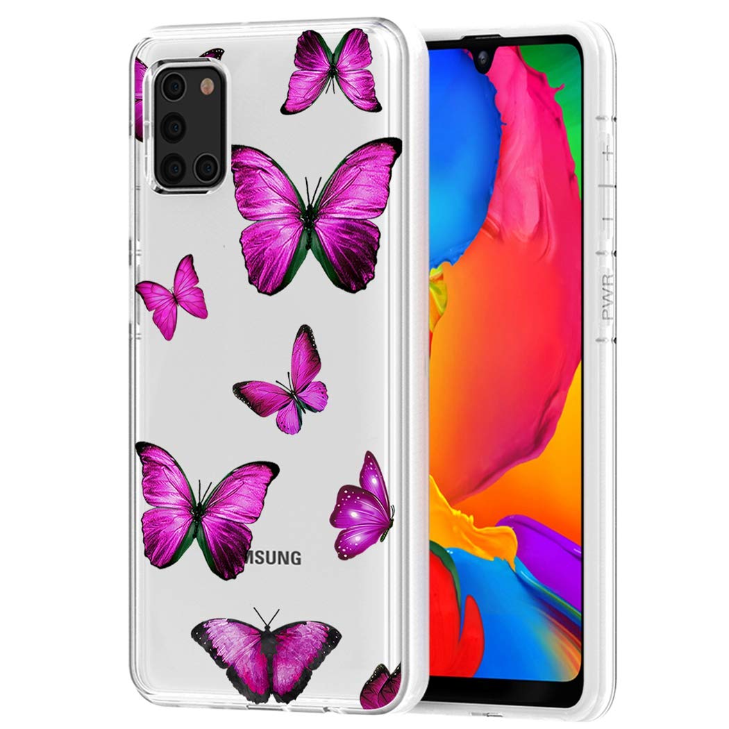 Samsung Galaxy A31 Case for Women - Cute Butterfly Clear Slim Shockproof TPU Rubber Phone Cover | Protective Case for Samsung A31 | Perfect for Everyday Use, School & Work