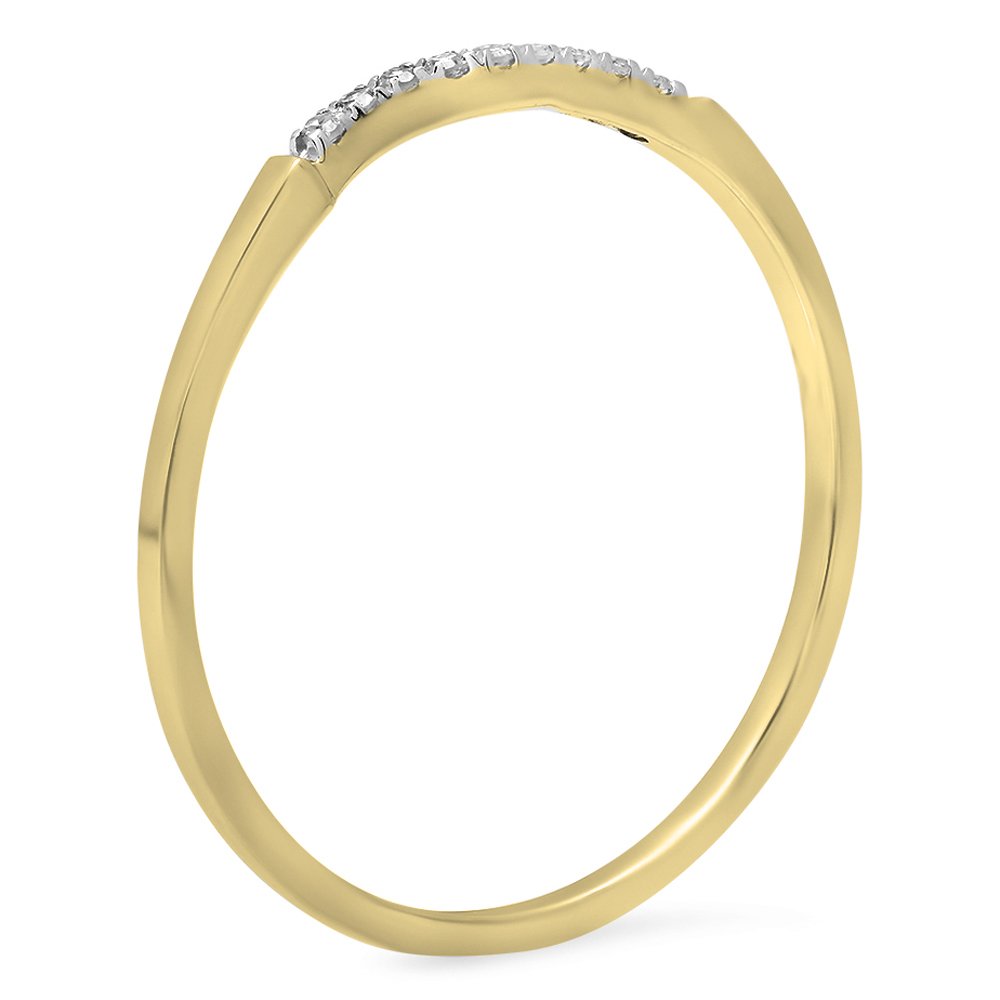 0.05 Cttw 14K Solid Gold Round White Diamond Anniversary Ring - Wedding Guard Band for Women - Perfect for Engagement, Promise Rings & Special Occasions