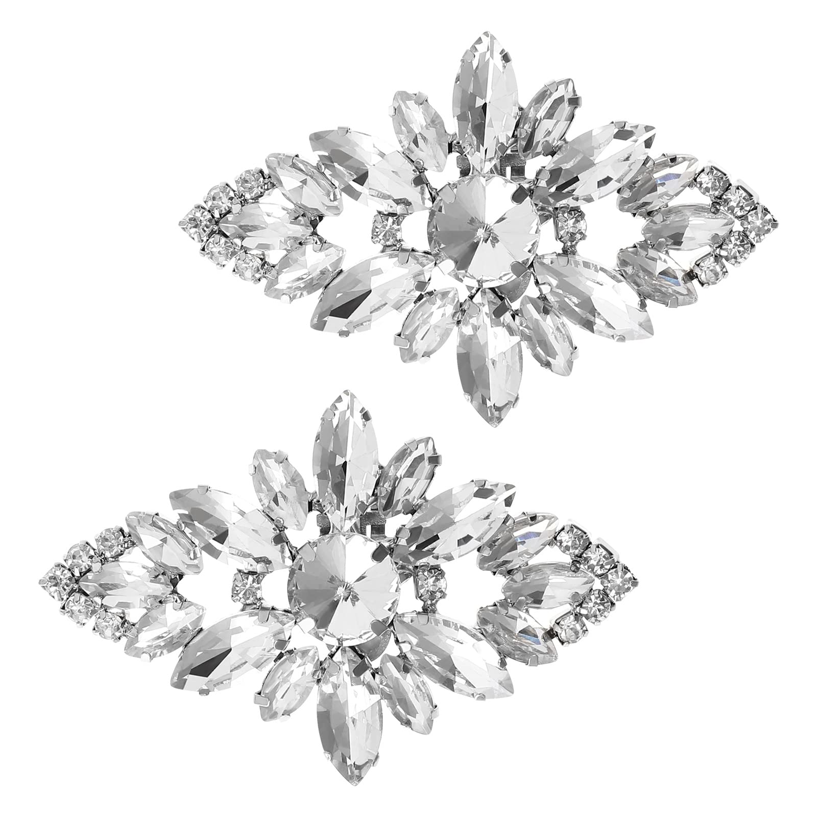 Amosfun 2PCS Silver Rhinestone Crystal Shoe Clips - Elegant Wedding Bridal Shoe Buckles & Shoe Flowers for DIY Party Decoration - Perfect for Weddings, Prom, Quinceañera and Special Occasions