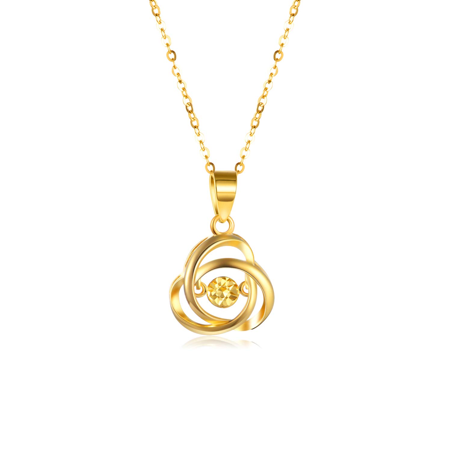 18K Gold Love Knot Pendant Necklace for Women - Real 18 Karat Solid Gold Jewelry Gift for Wife, Mother, Girlfriend - Anniversary, Birthday, Valentine's Day Present - 18