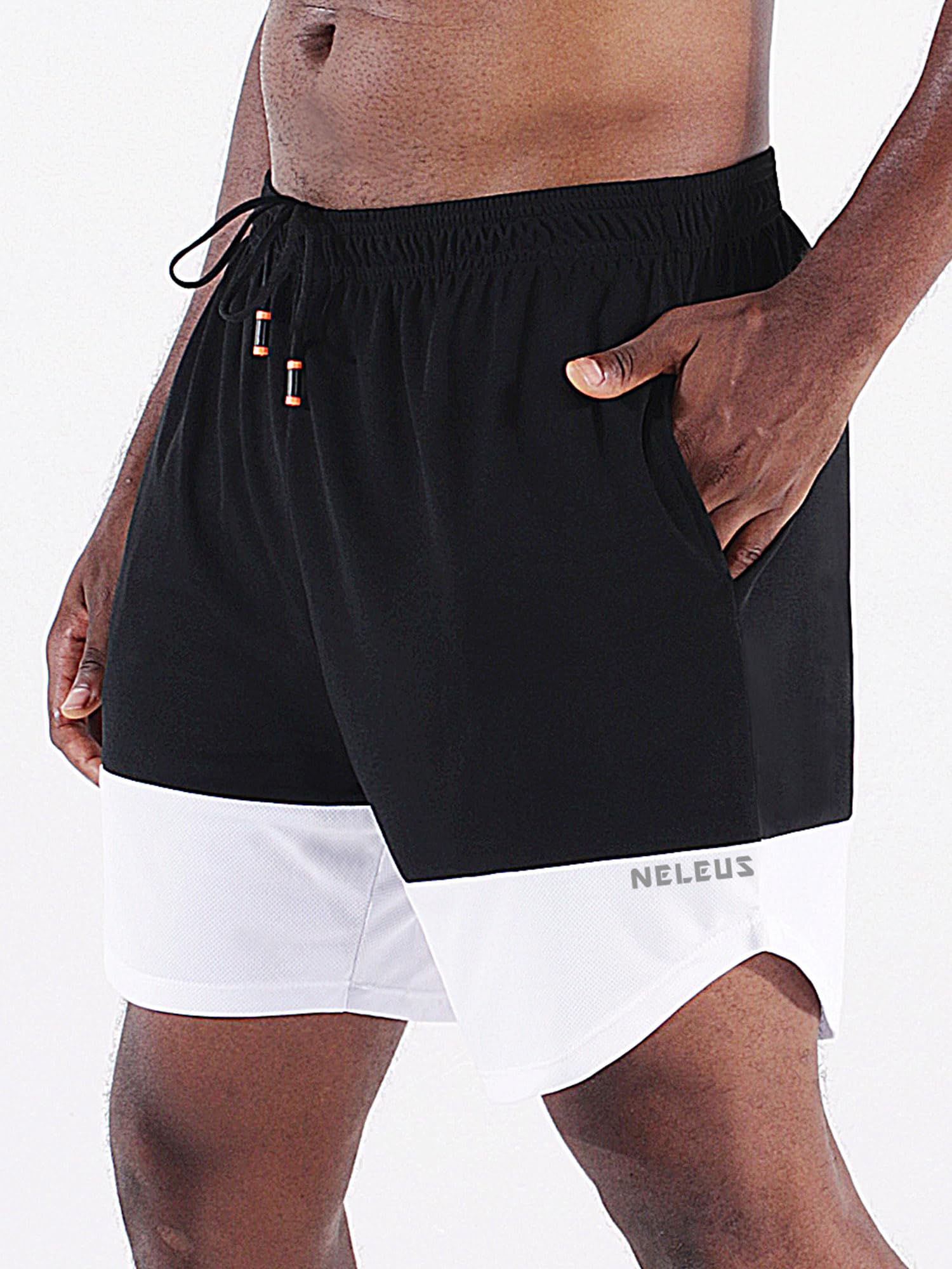 NELEUS Men's 2-in-1 Running Shorts with Built-in Liner - Quick Dry Athletic Workout Shorts with Pockets for Gym, Jogging & Outdoor Sports
