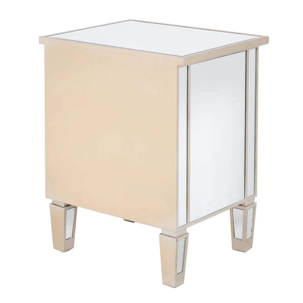 Mirror Finished 2 Drawer Nightstand - Silver & Rose Gold Bedside Table with Storage | Perfect for Bedroom, Living Room & Small Spaces