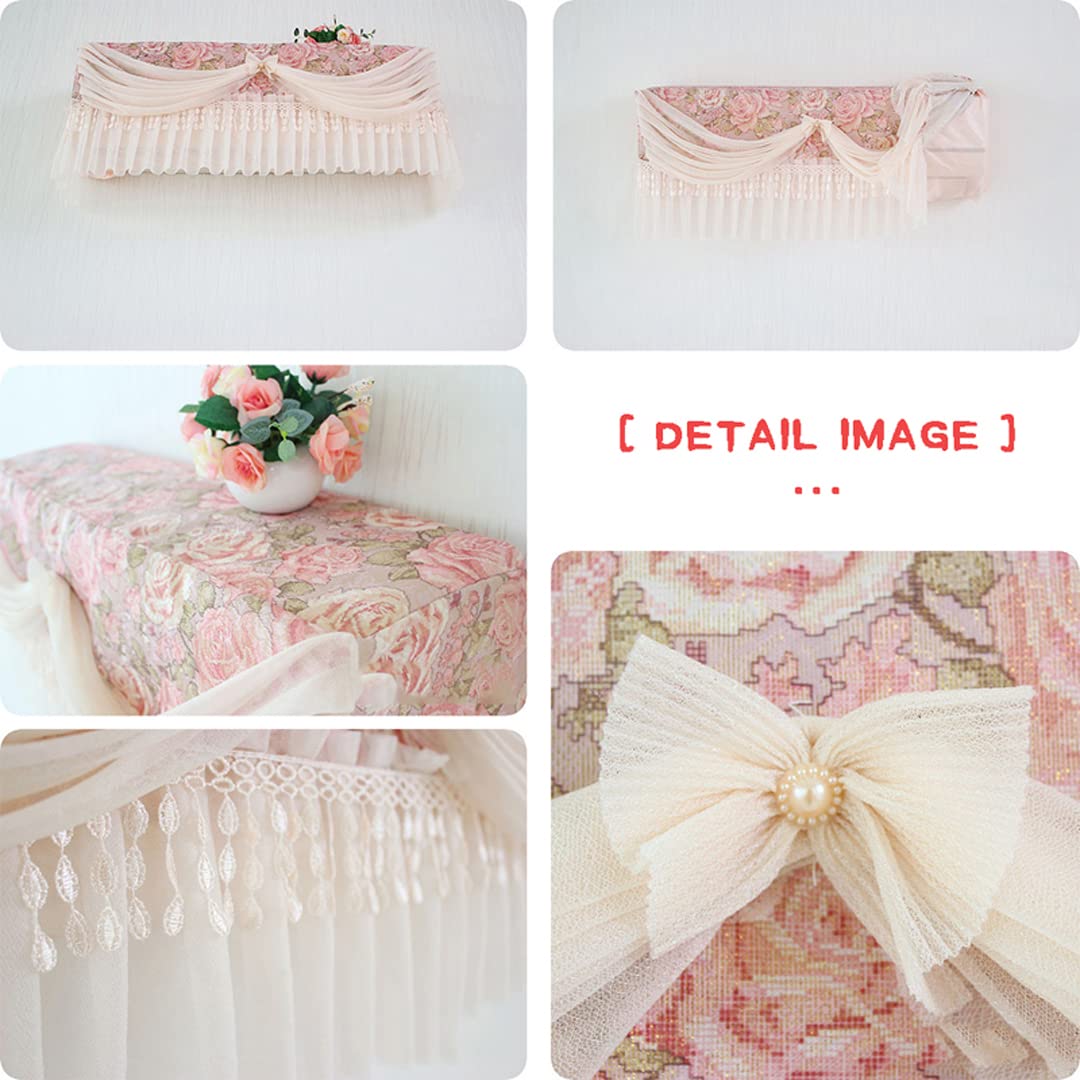 Elegant Pink Lace Bow Wall Hanging Air Conditioner Cover - 80cm Dust Protector for Home & Office AC Units | Perfect for Bedroom, Living Room Decor and AC Protection