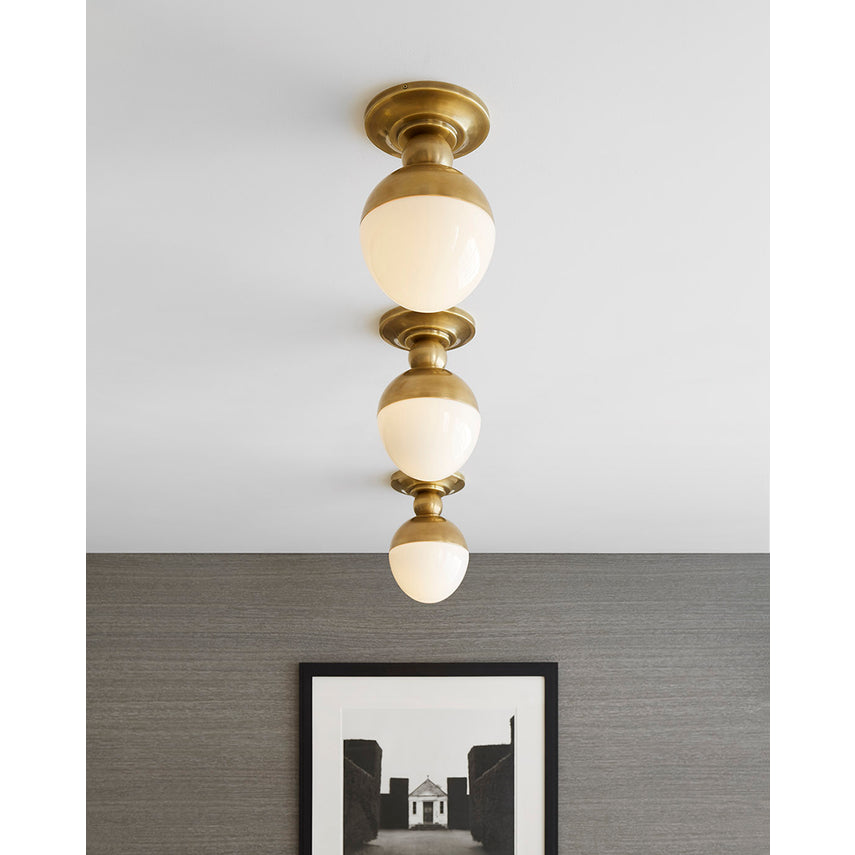 Clark 1Lt Semi Flush Ceiling Light Fixture in Antique Brass/Bronze Finish - Perfect for Bedroom, Living Room & Dining Room Lighting