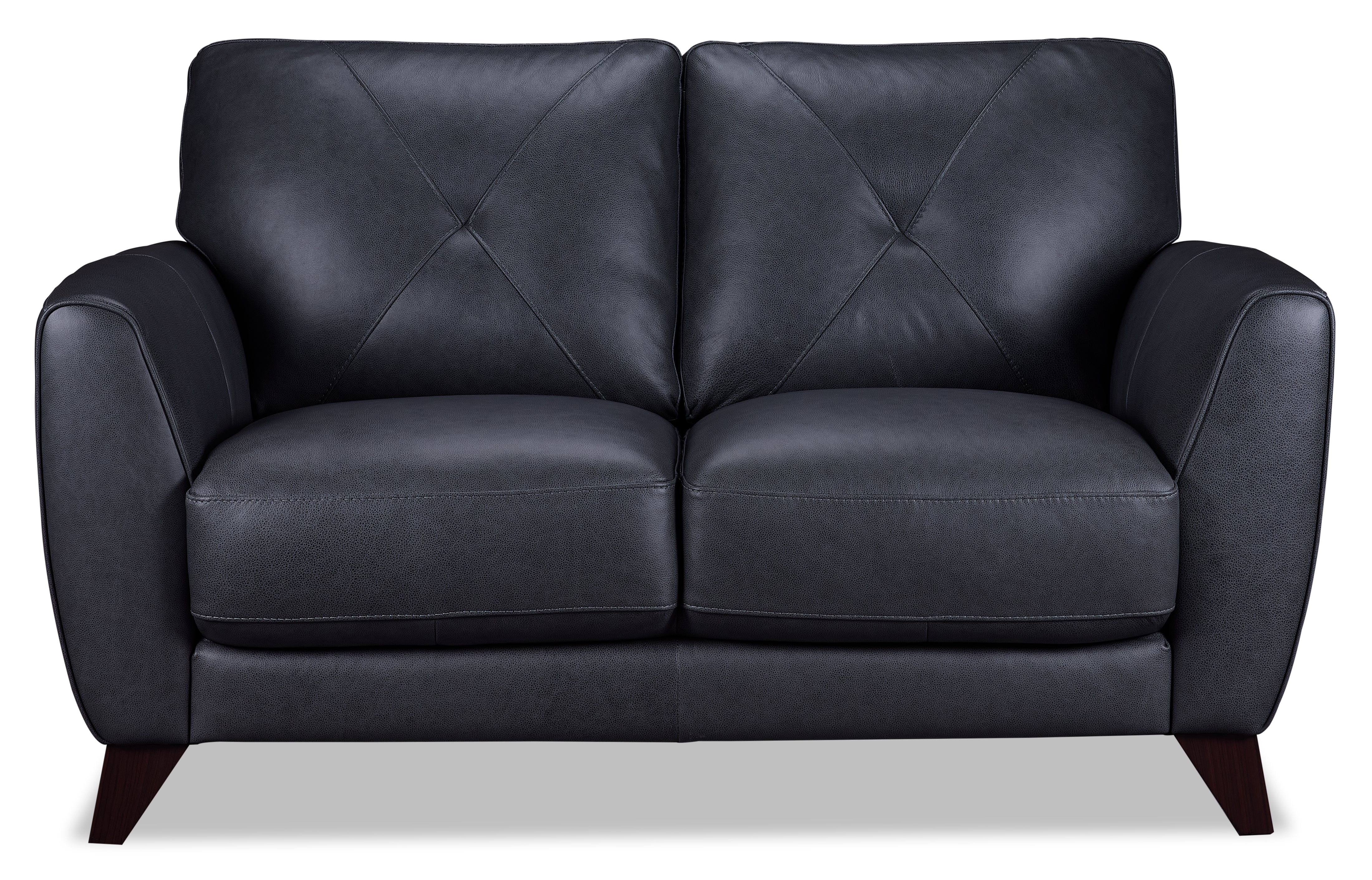 Carole Leather Loveseat Sofa - Grey Modern Faux Leather Small Couch for Living Room, Apartment & Office | Comfortable 2-Seater with Sturdy Frame