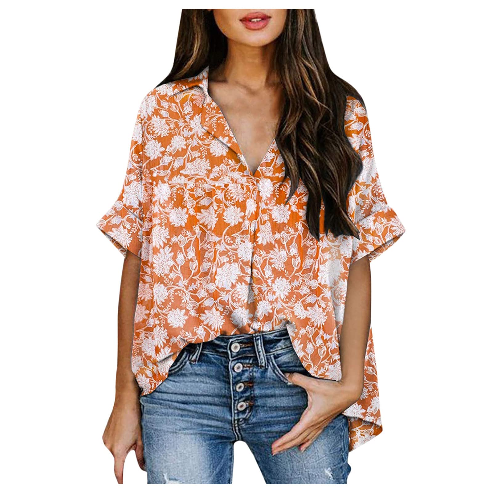 Women's Summer Short Sleeve Blouse - Flowy Casual T-Shirt with O-Neck Design for Outdoor Activities, Beach Wear & Daily Comfort