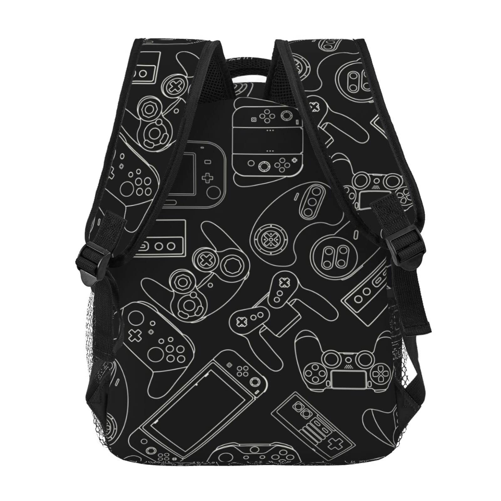 Fiokroo Gaming Backpack for Laptop & Travel - Black Video Game Controller Design, Multiple Pockets, Durable School Bag for Students, Teens, Men & Women | Perfect for School, Work, Travel & Gaming Conventions