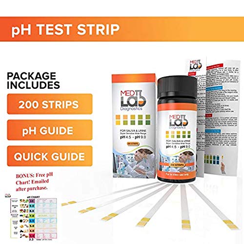 200 pH Test Strips for Urine & Saliva Testing - Accurate Body Acidity/Alkalinity Monitoring - Food & Diet pH Level Tracking - Ideal for Home Health Checks, Wellness Routines & Nutritional Balancing